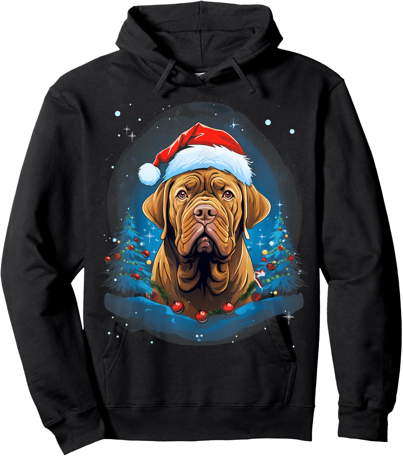 Xmas French Mastiff Dog Christmas Women Kids Hoodie - Hoodie | Black