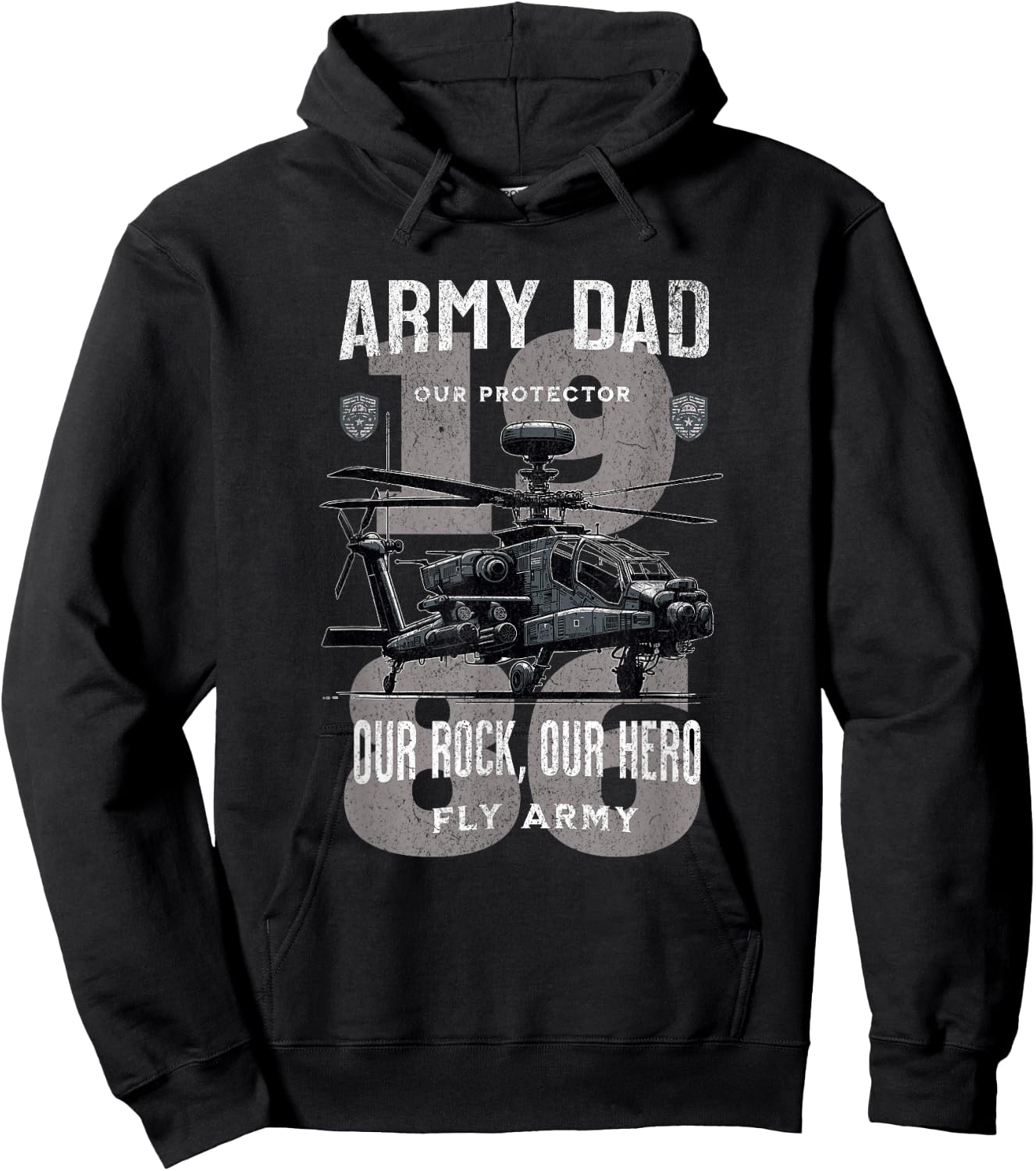 Army Dad Father Military Fathers Day Apache Helicopter Army Hoodie - Hoodie | Black
