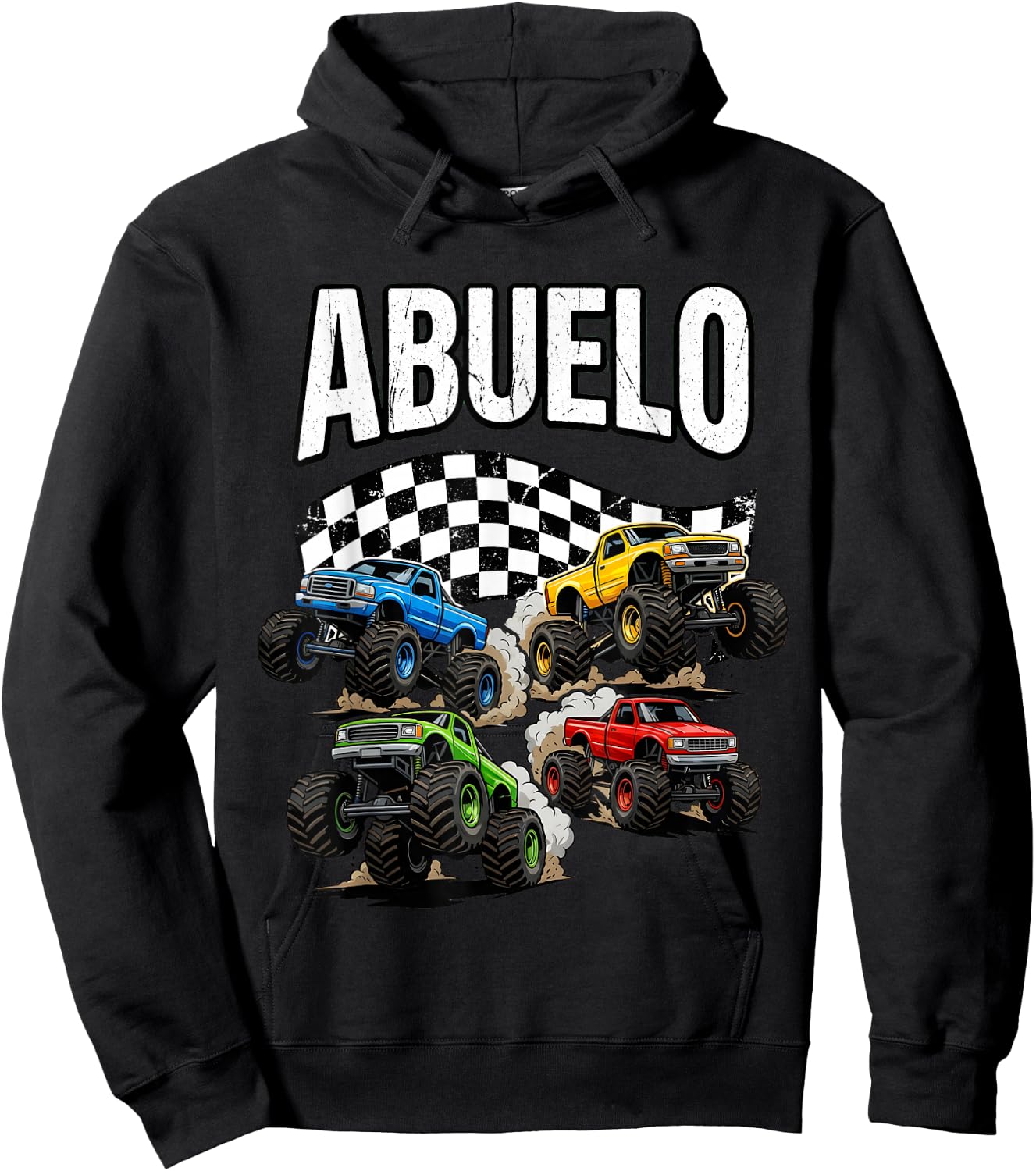 Monster Truck Abuelo Grandpa Birthday Family Crew Matching Hoodie - Hoodie | Black