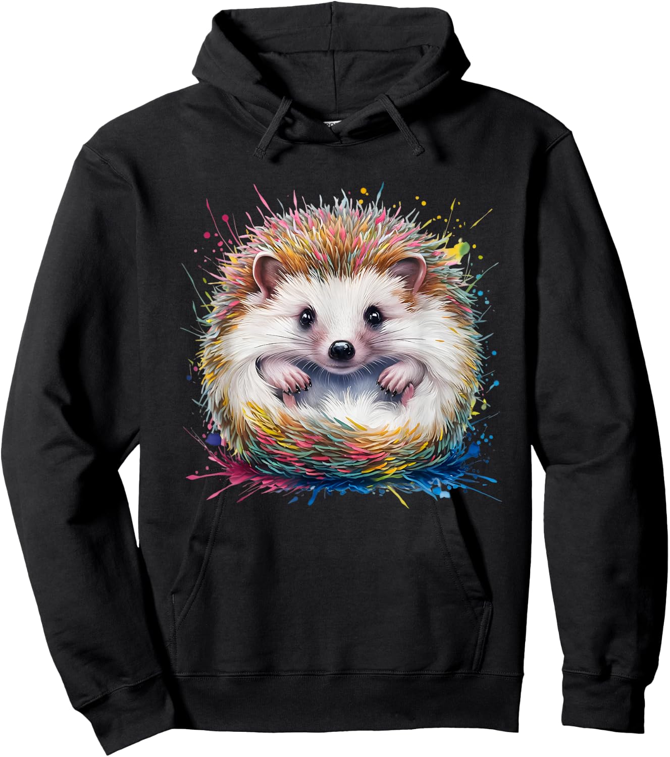Hedgehog Men Woman Colorful Watercolor Hedgehog Hoodie - Hoodie | Black