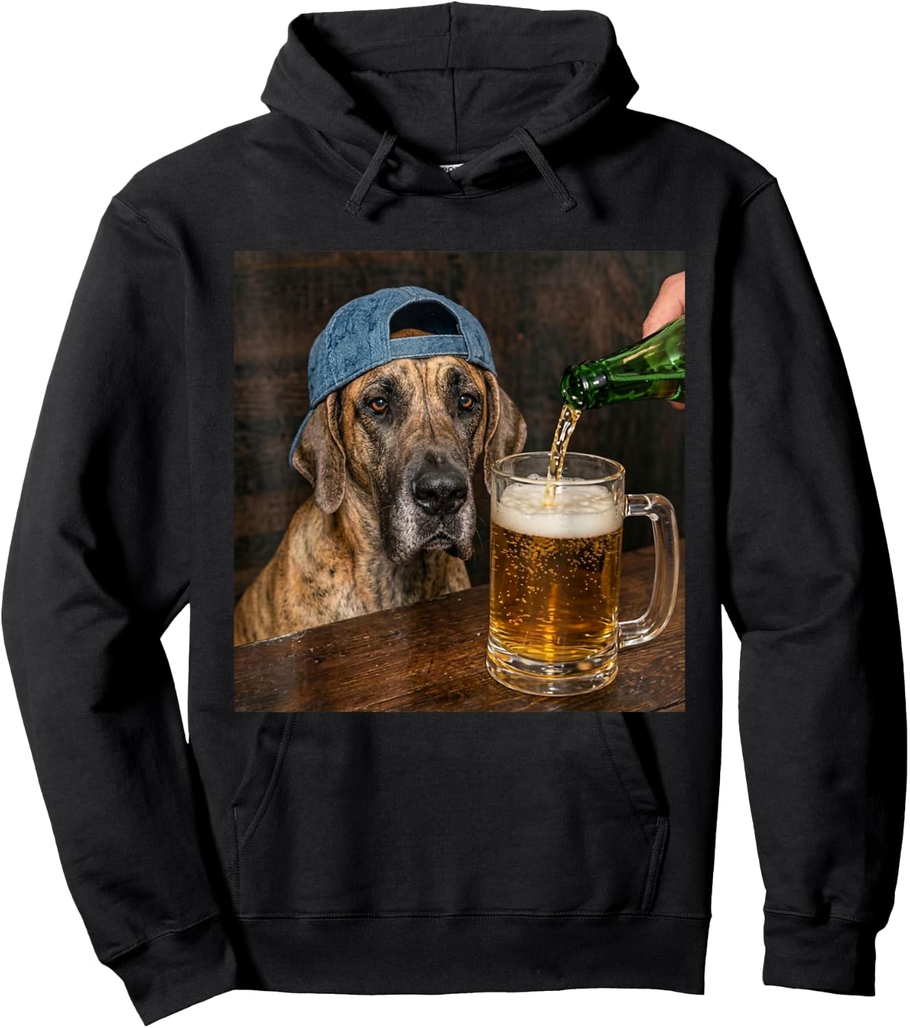 Great Dane Drinking Beer Funny Great Dane Dog Meme Hoodie - Hoodie | Black