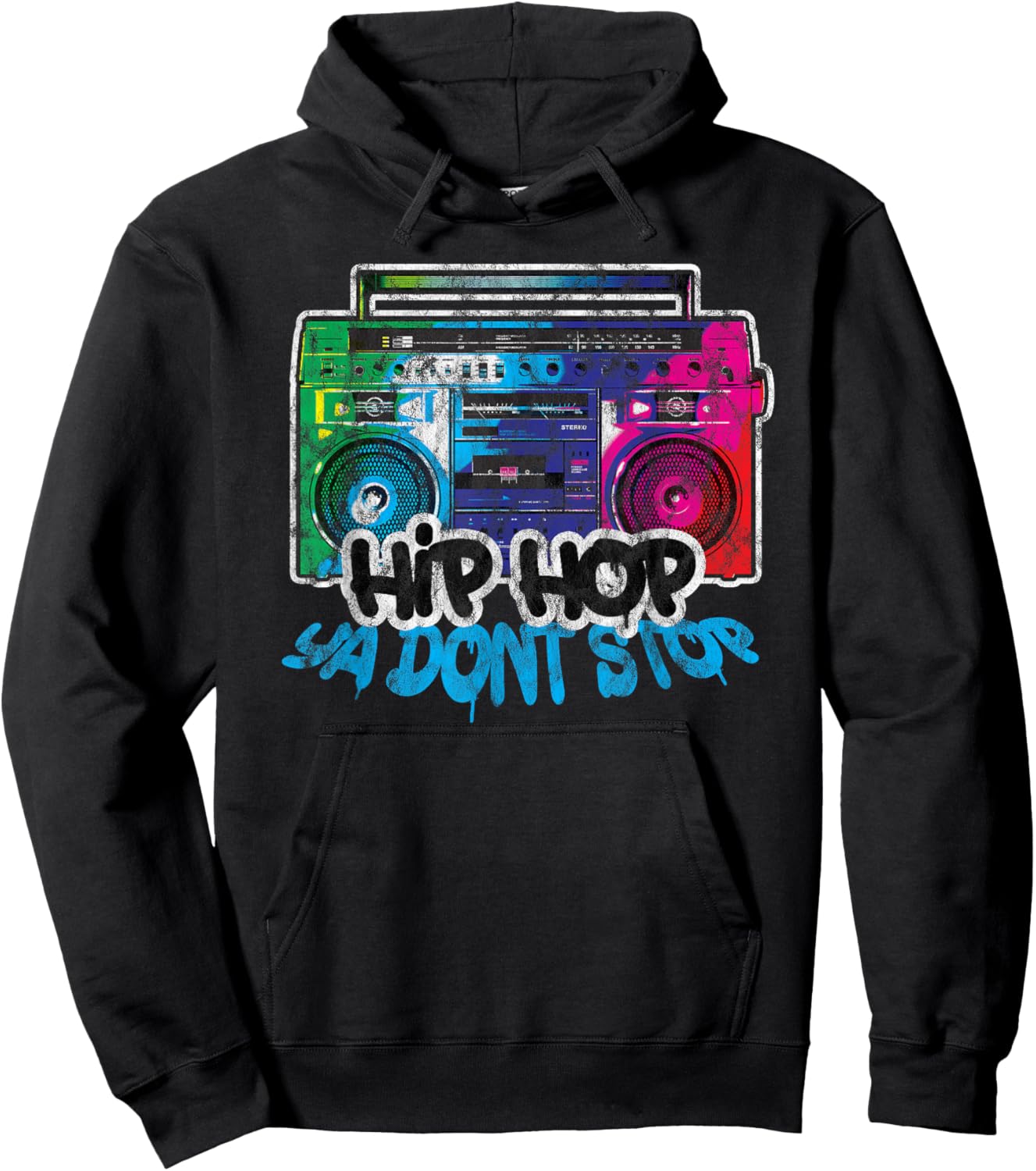 Hip Hop Ya Don't Stop - Old School Boombox 80s Hoodie - Hoodie | Black