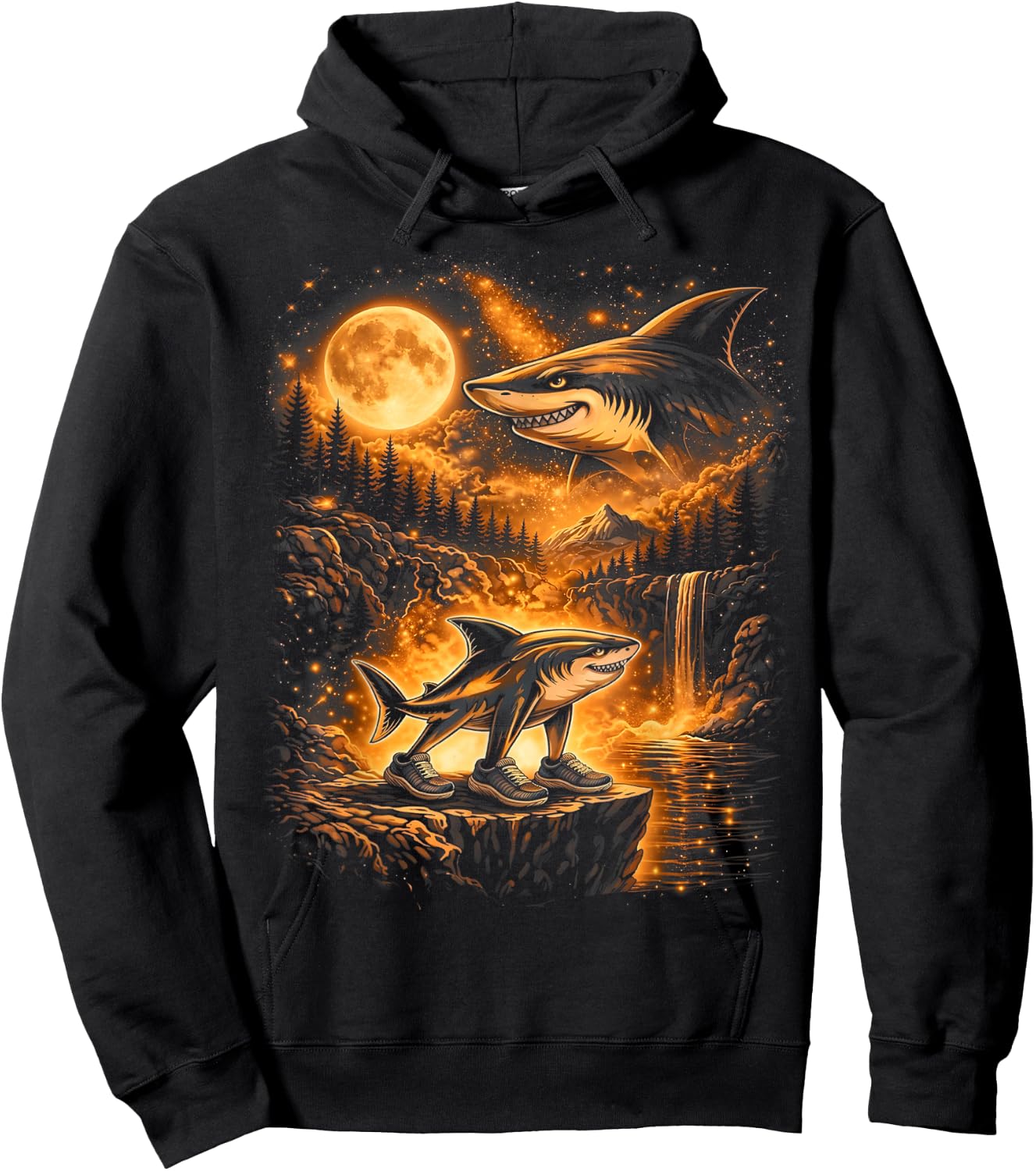 Vintage Moonlight Tralalero Tralala Brainrot Gifts for Kids Hoodie - Hoodie | Black