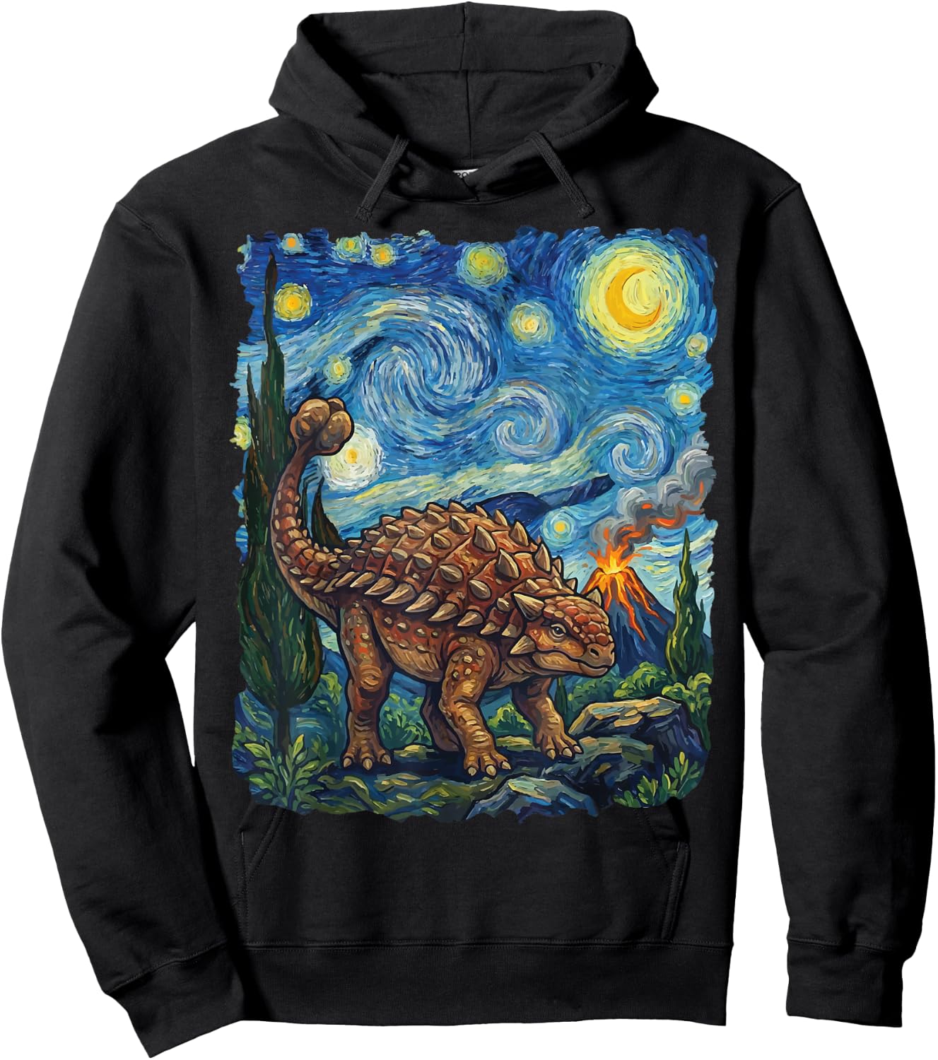 Ankylosaurus Starry Night Hoodie - Hoodie | Black