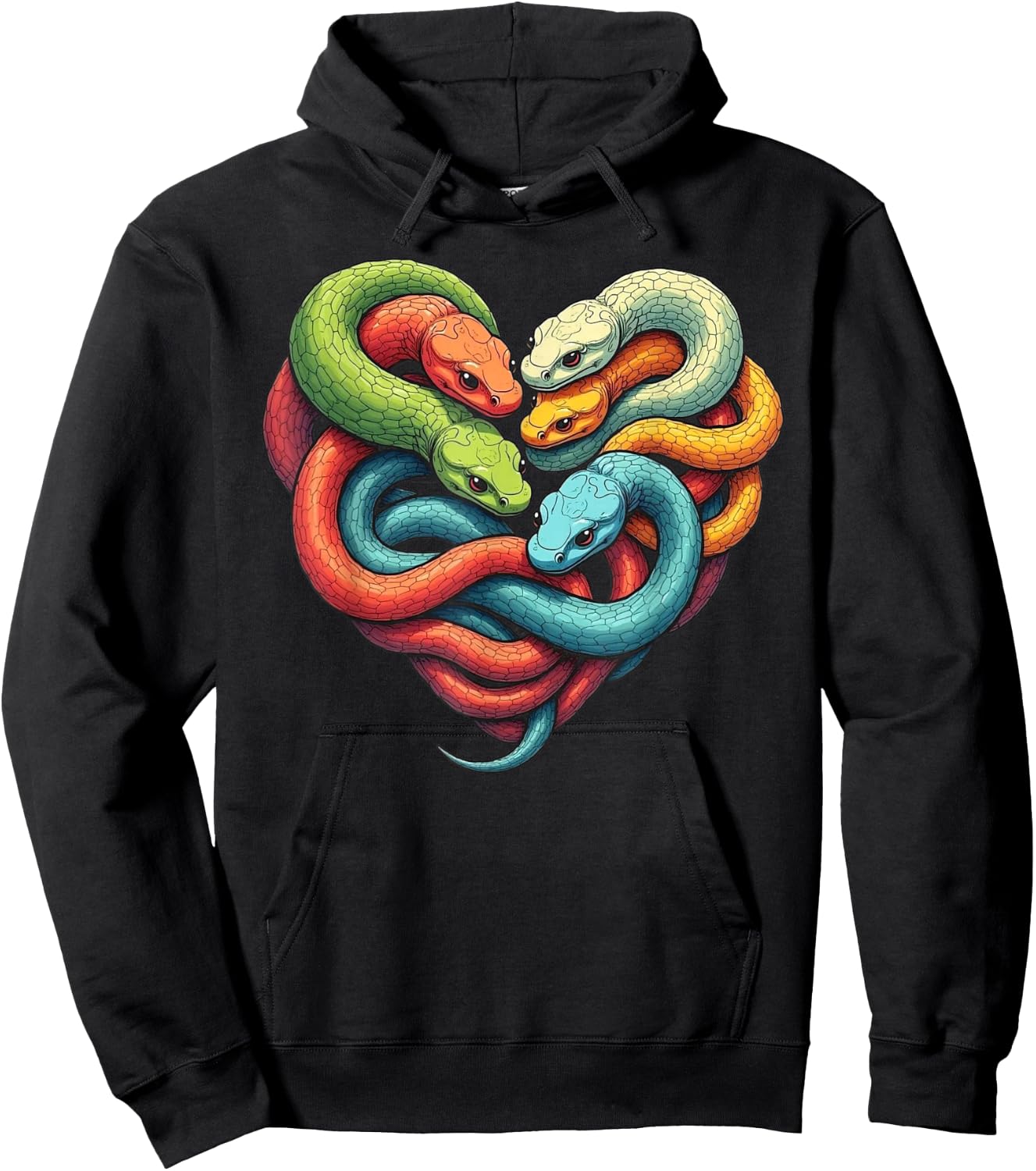 Rainbow Snake Heart Colorful Serpents Art Lover Python Hoodie - Hoodie | Black