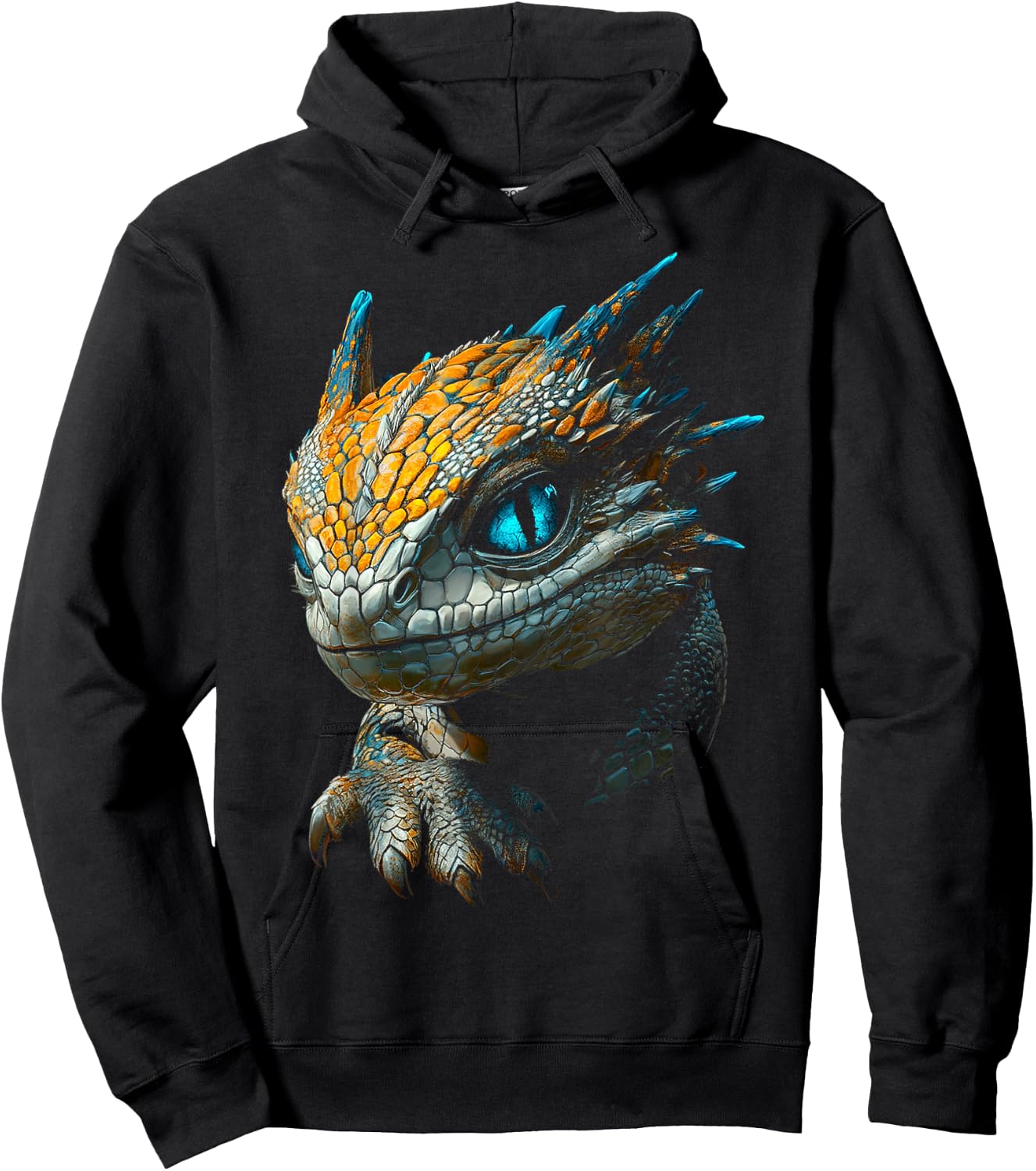 Mythical Dragon Blue Eyes Illustration Dragon Hoodie - Hoodie | Black