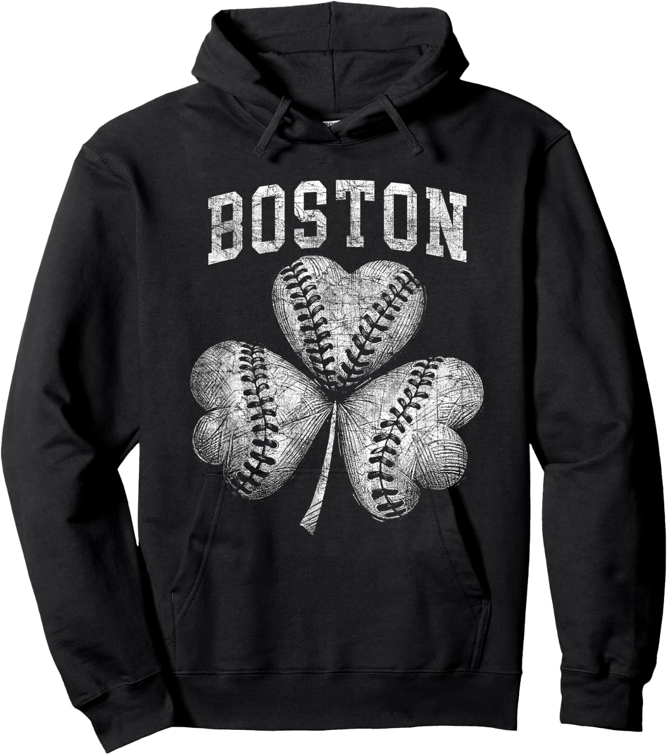 Vintage Shamrock St Patrick's Boston Irish American Hoodie - Hoodie | Black