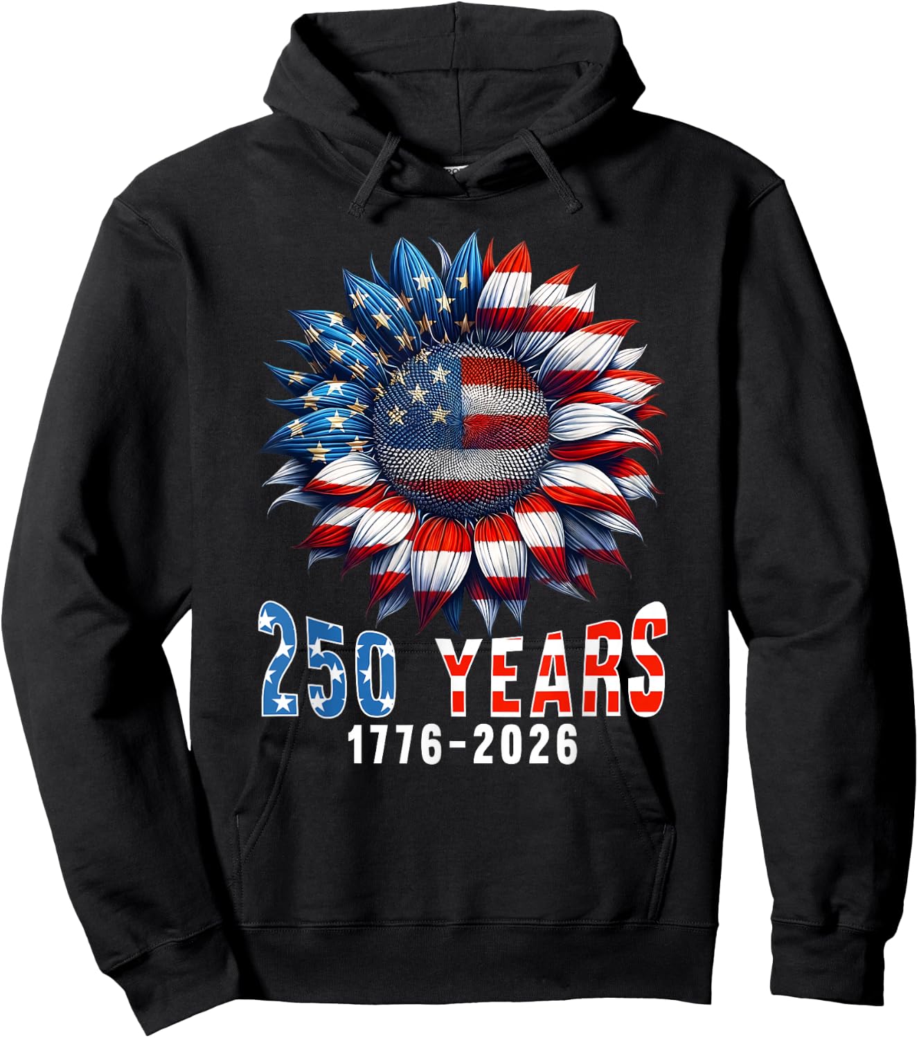 250 Years of American 250th Anniversary 1776 2026 Sunflower Hoodie - Hoodie | Black