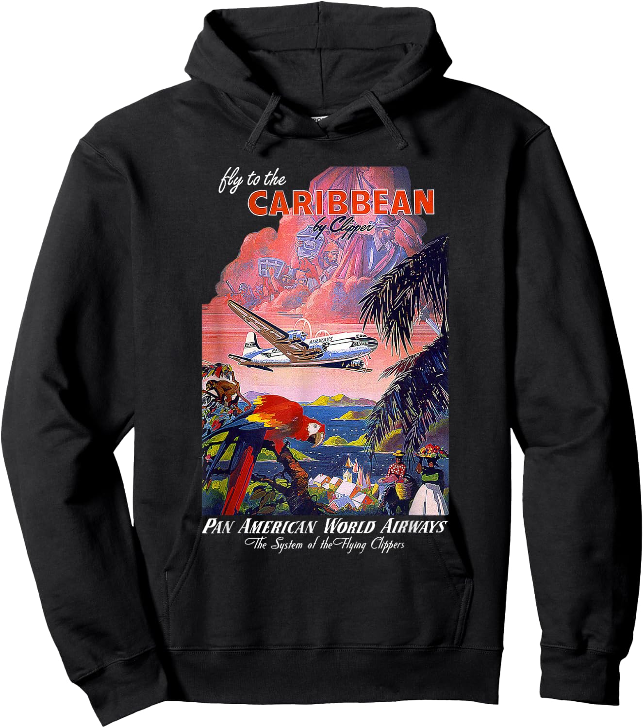 Pan Am Fly to the Caribbean Vintage Hoodie - Hoodie | Black