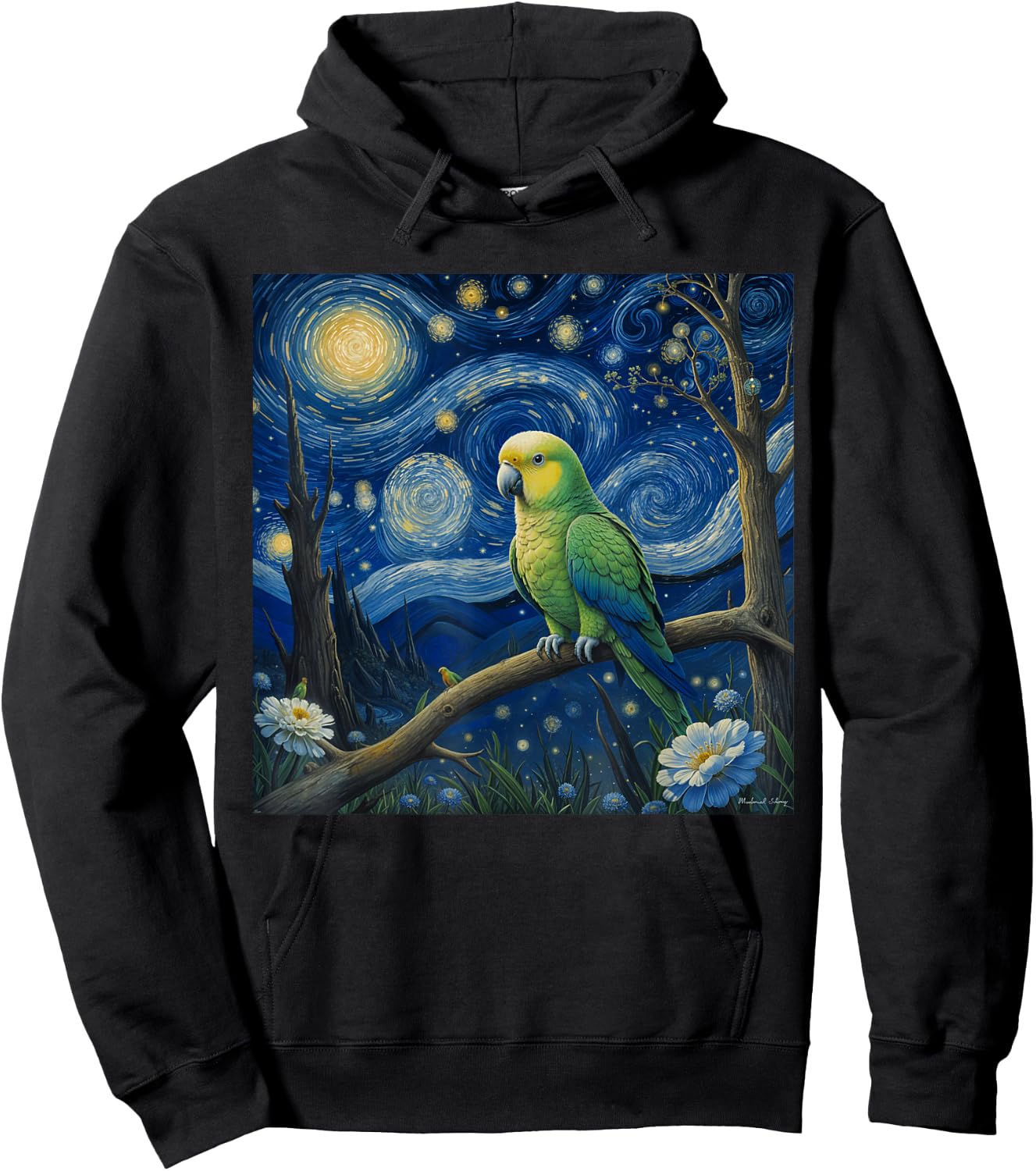 Quaker Parrot Starry Night Quaker Parrot Hoodie - Hoodie | Black