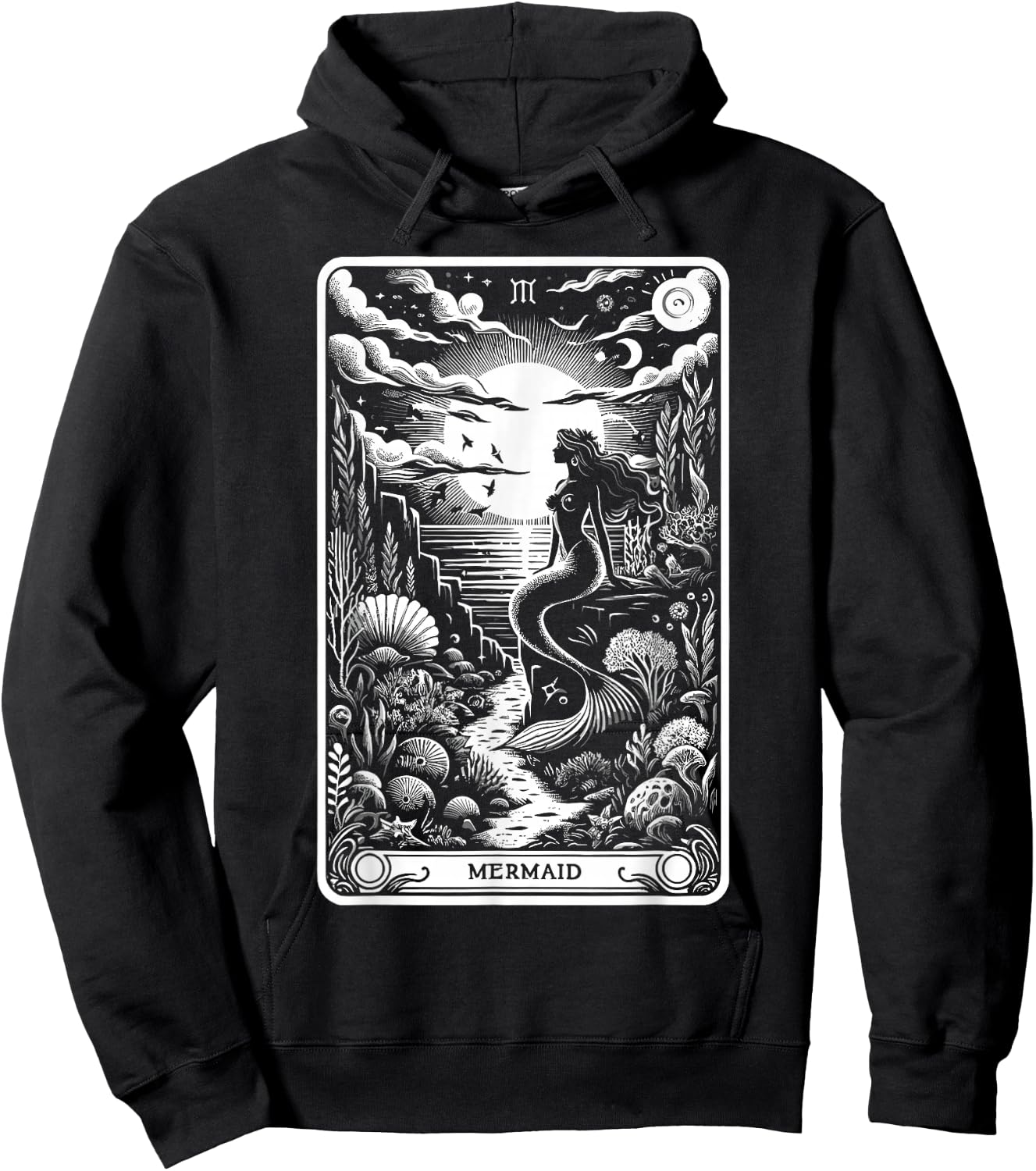 Tarot Card Reading Dark Magic Fortune Telling Mermaid Hoodie - Hoodie | Black