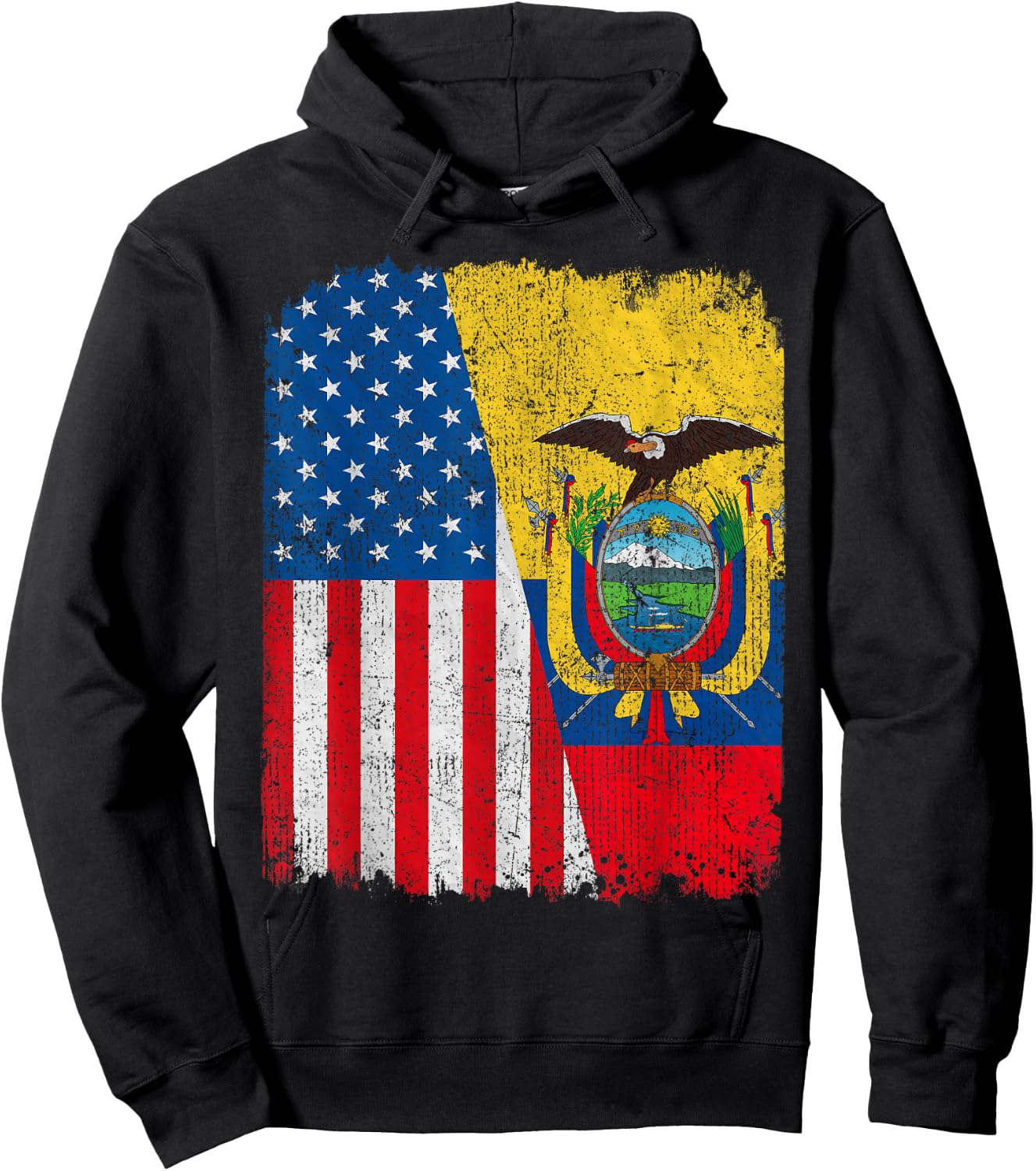 Ecuadorian American Flag Half USA Ecuador Root Proud Hoodie - Hoodie | Black