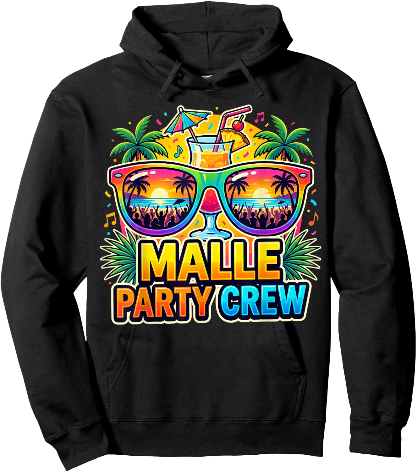 Malle Party Crew Mallorca Strand Urlaub Hoodie - Hoodie | Black