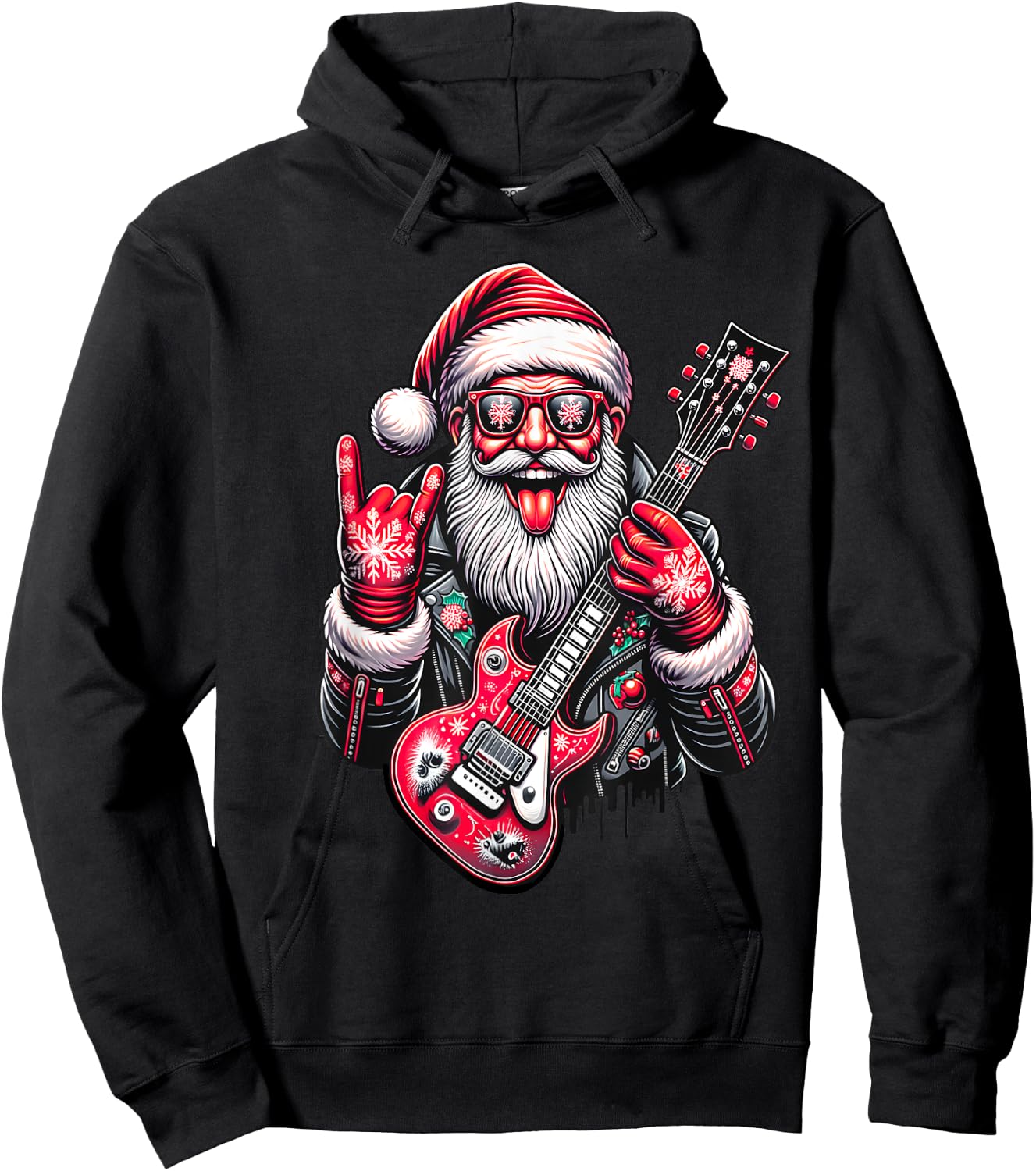 Vintage Rock & Roll Santa Claus Shirt Boys Hoodie - Hoodie | Black