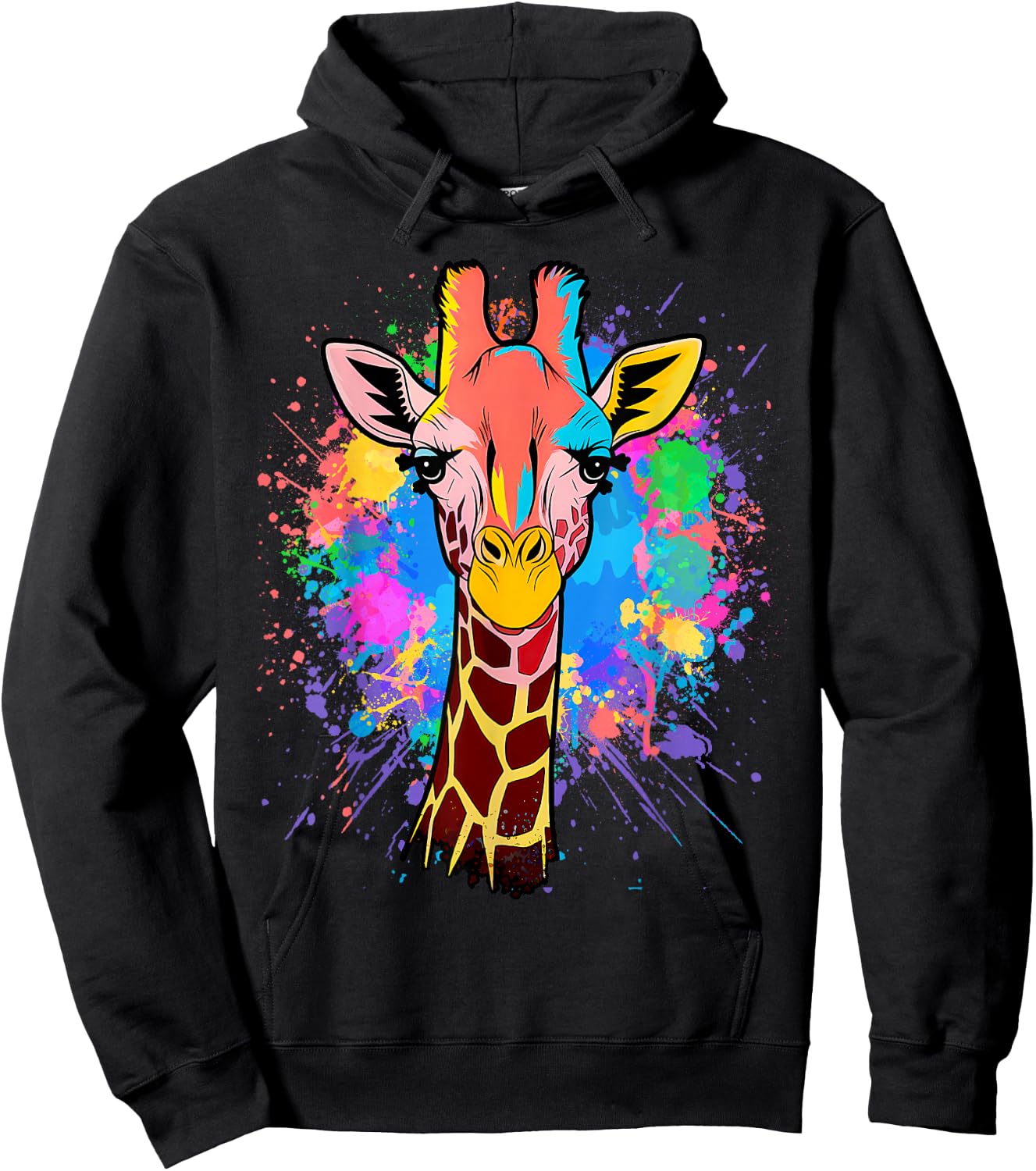 Giraffe Men Woman Colorful Watercolor Giraffe Hoodie - Hoodie | Black