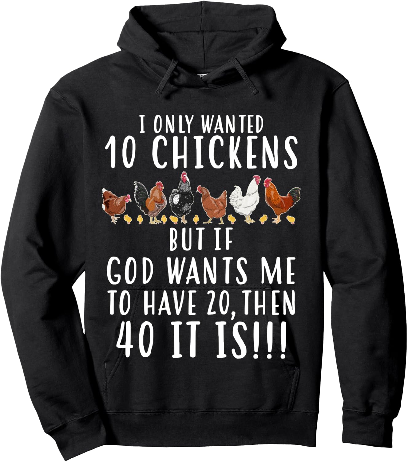 Funny Chicken Farmers Men Women I Only Wanted 10 Chickens Hoodie - Hoodie | Black