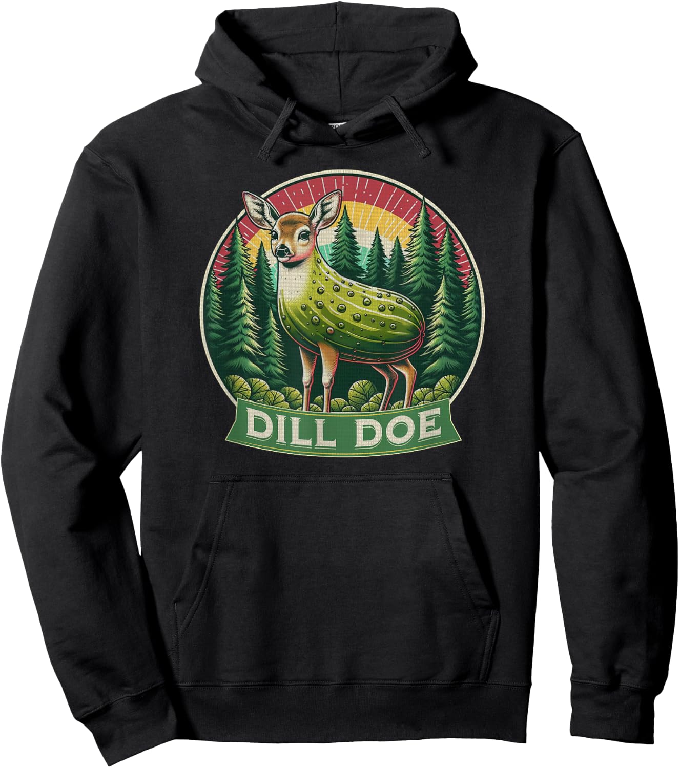 Dill Doe Funny Deer Pickle Redneck Nature Adult Humor Hoodie - Hoodie | Black