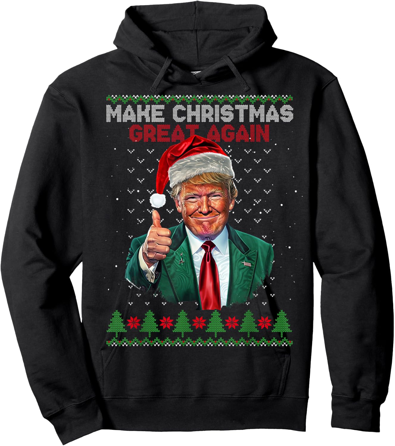 Trump Make Christmas Great Again Ugly Christmas Jumper , Black, S Hoodie - Hoodie | Black
