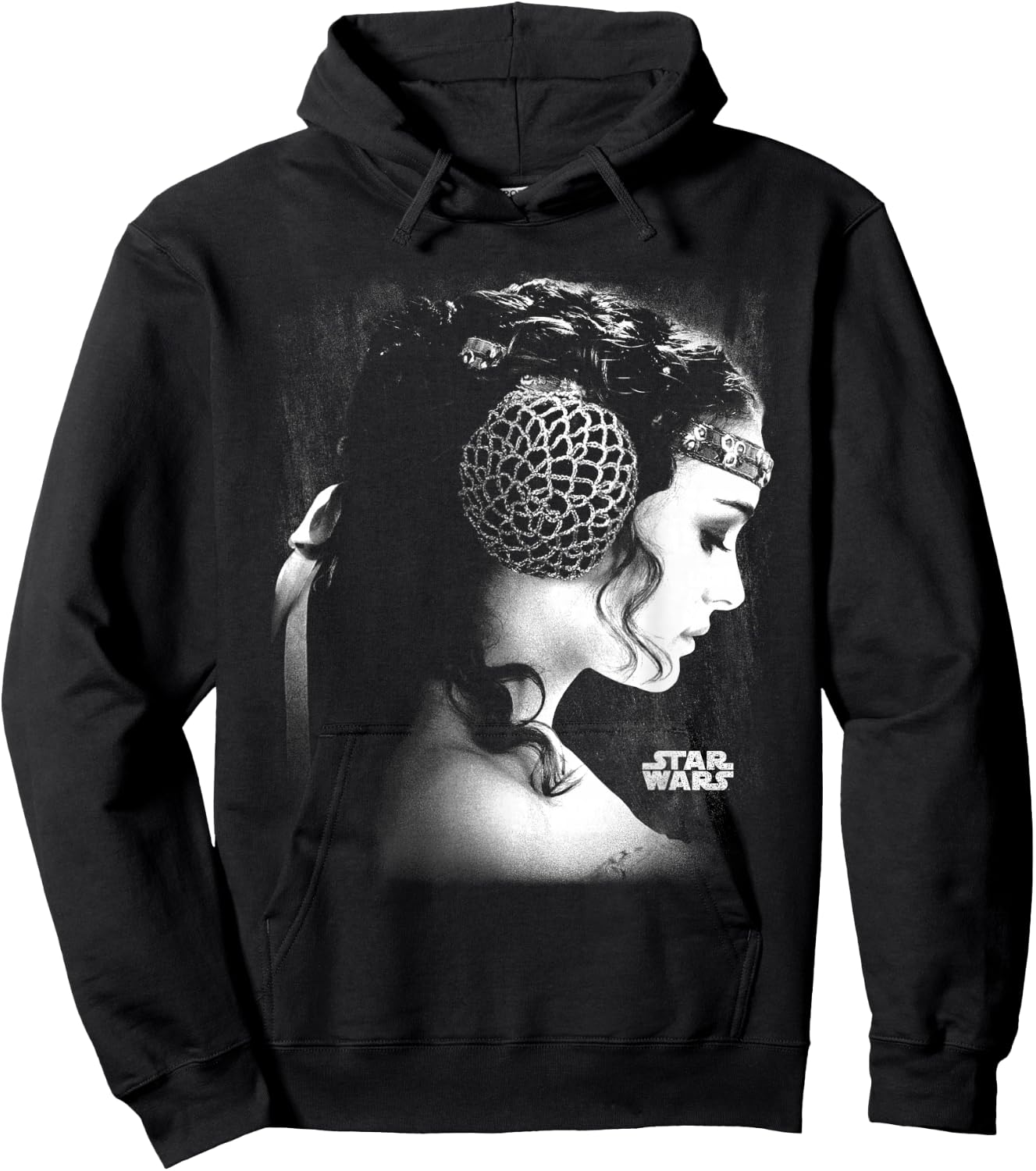 Star Wars Padme Amidala Black & White Side Profile Portrait Hoodie - Hoodie | Black