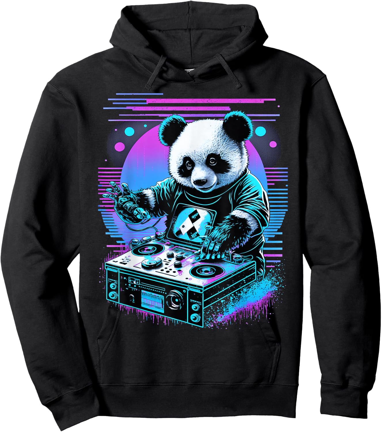 Vaporwave Music Party Panda DJ Rave Hoodie - Hoodie | Black