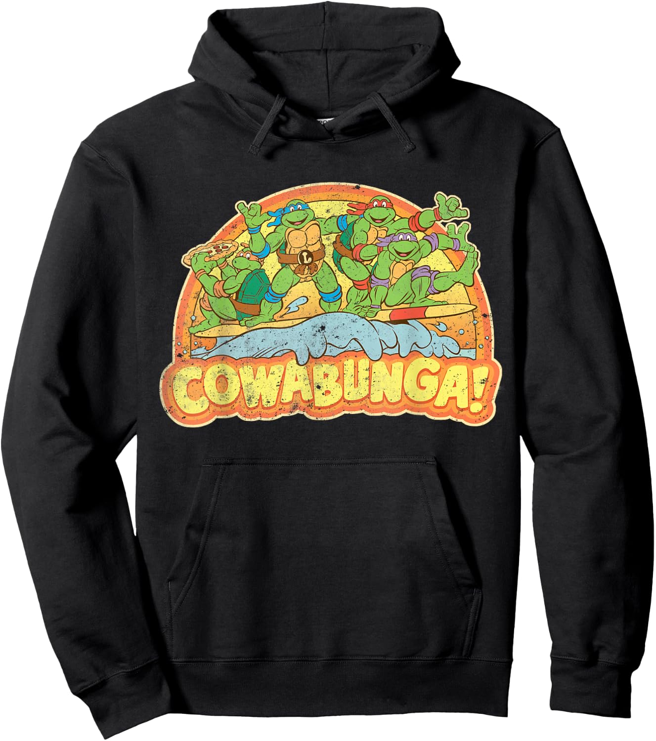 Teenage Mutant Ninja Turtles Gang Retro Cowabunga Hoodie - Hoodie | Black