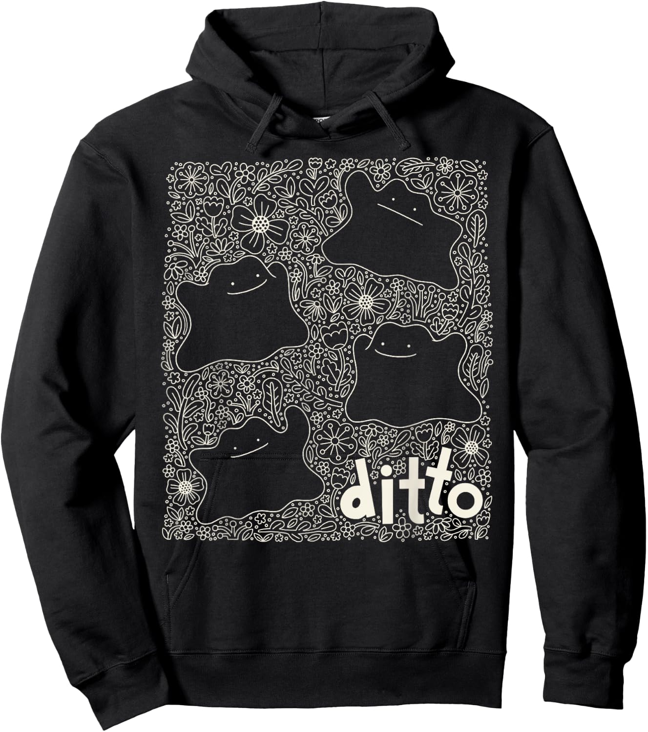 Pokémon - Generation 1 - Ditto Dainty Florals Background Hoodie - Hoodie | Black