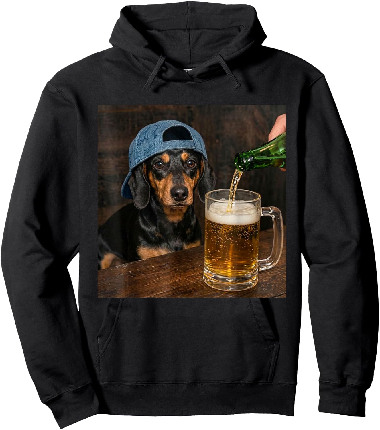 Teckel Buvant de la bière drôle Teckel Meme Hoodie - Hoodie | Black