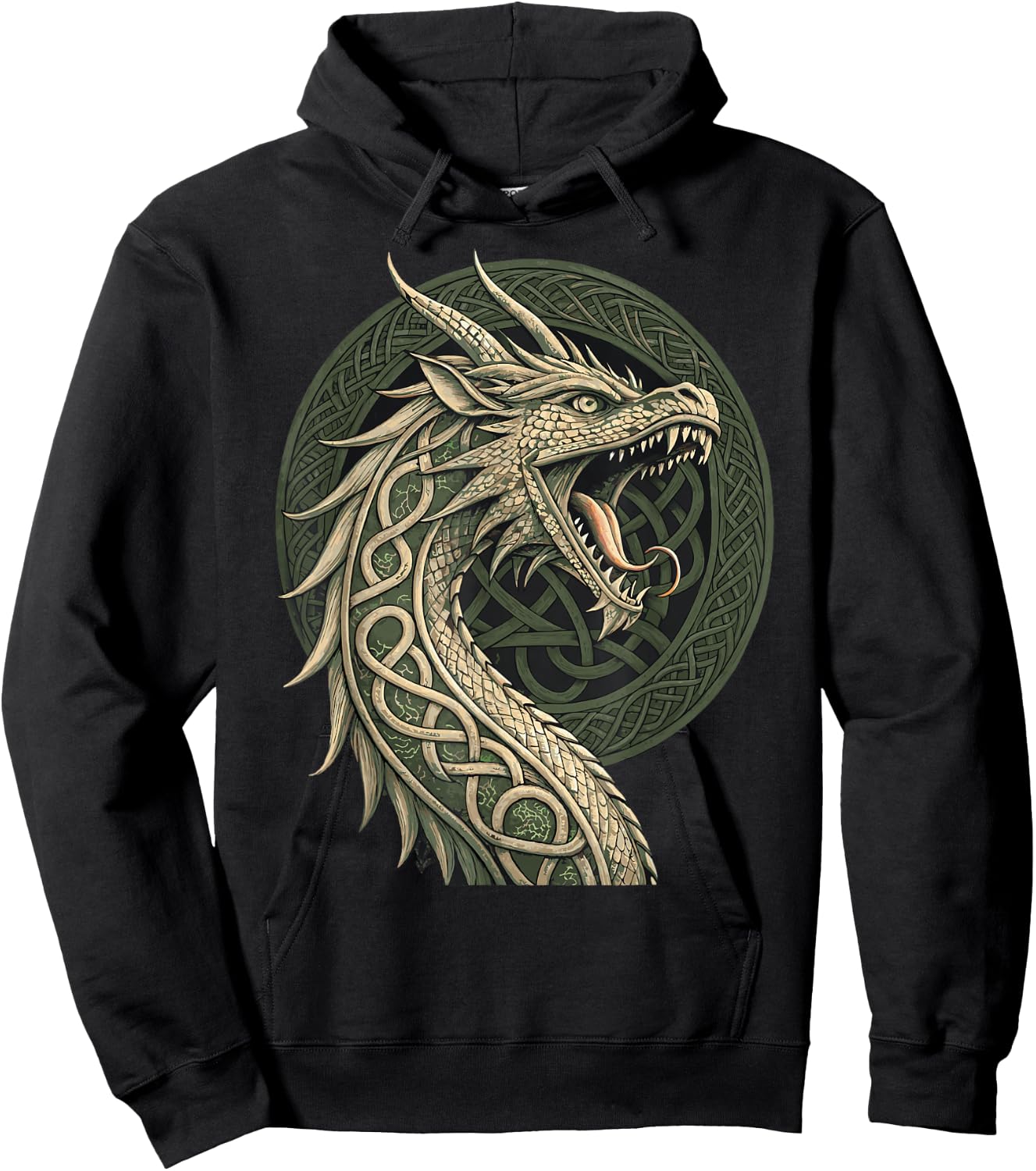 Nordic Rune Dragon – Viking Knotwork Norse Hoodie - Hoodie | Black
