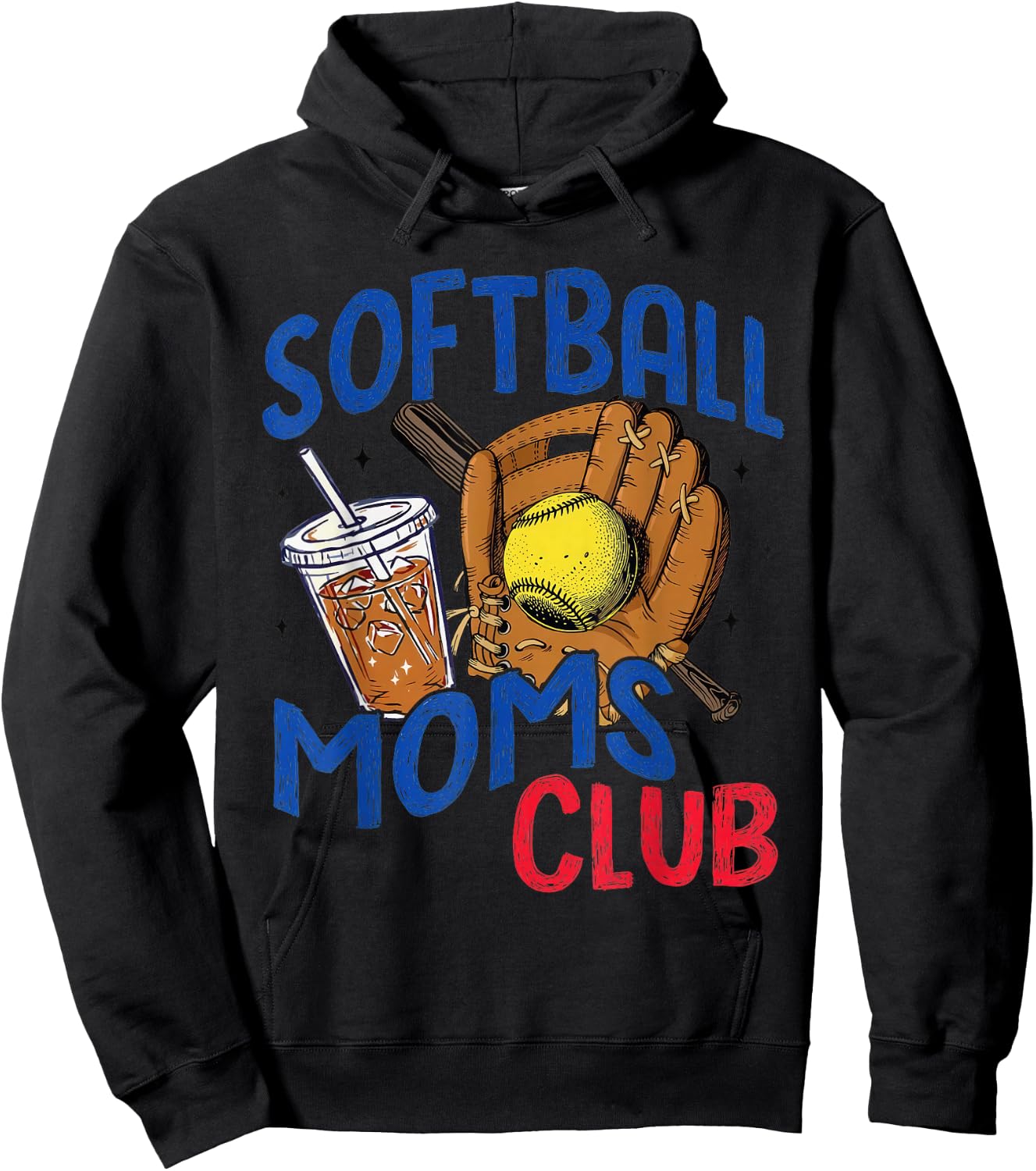 Softball Moms Club Mom Retro Game Day Hoodie - Hoodie | Black