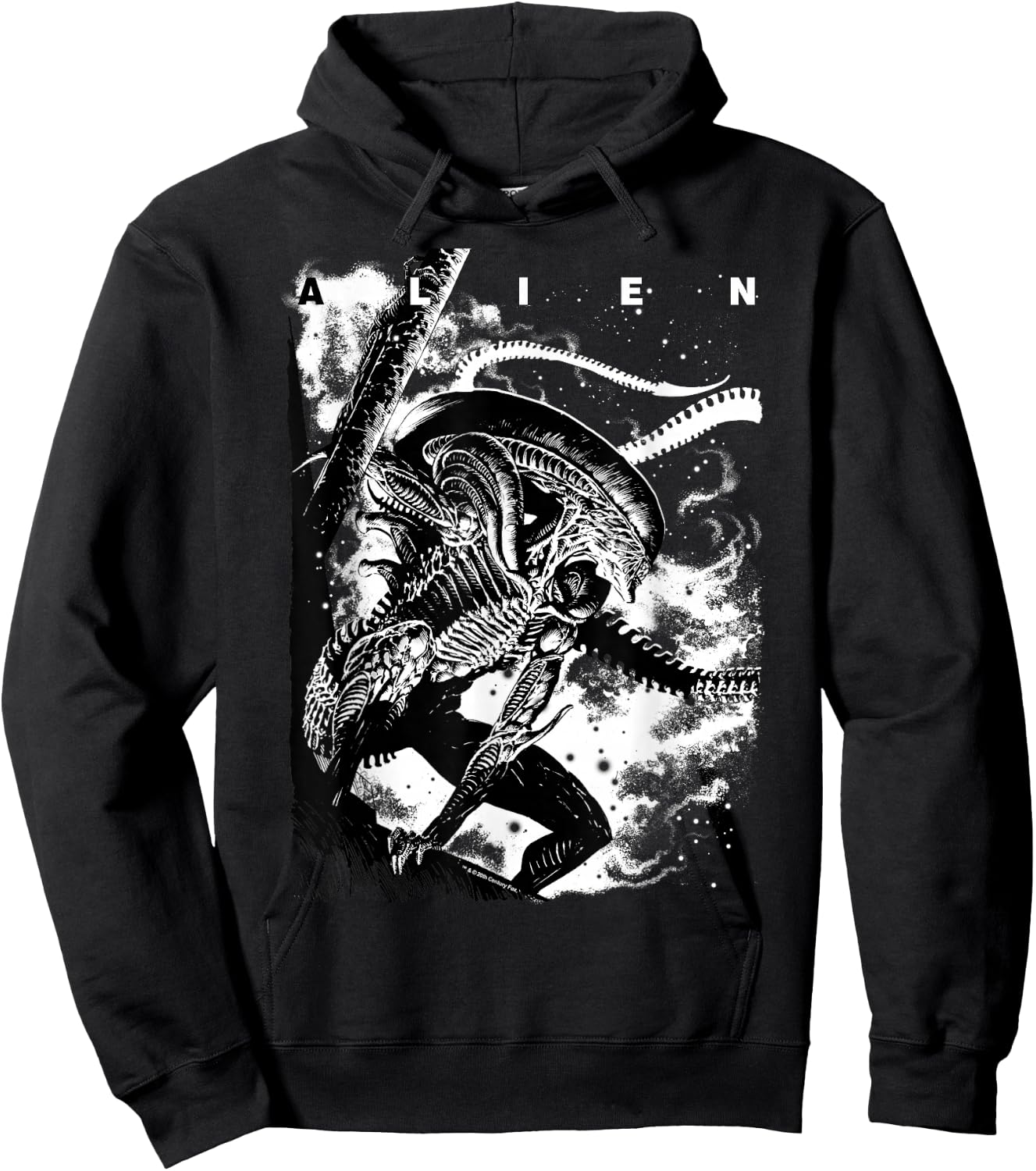 Aliens Iconic Epic Xenomorph in The Dark Big Chest Poster Hoodie - Hoodie | Black