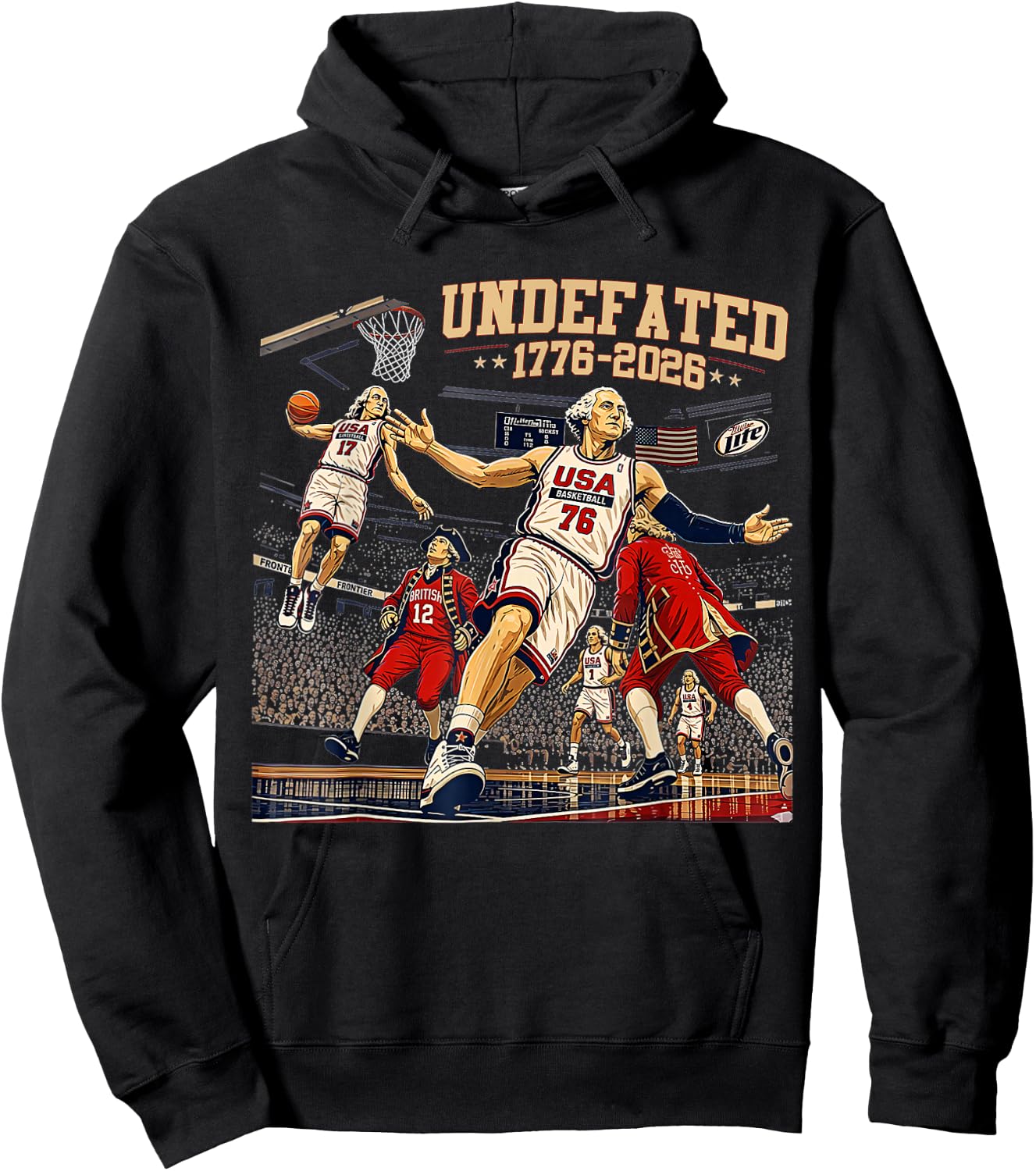 Undefeated 1776-2026 250 Years Basketball 4th of July Hoodie - Hoodie | Black