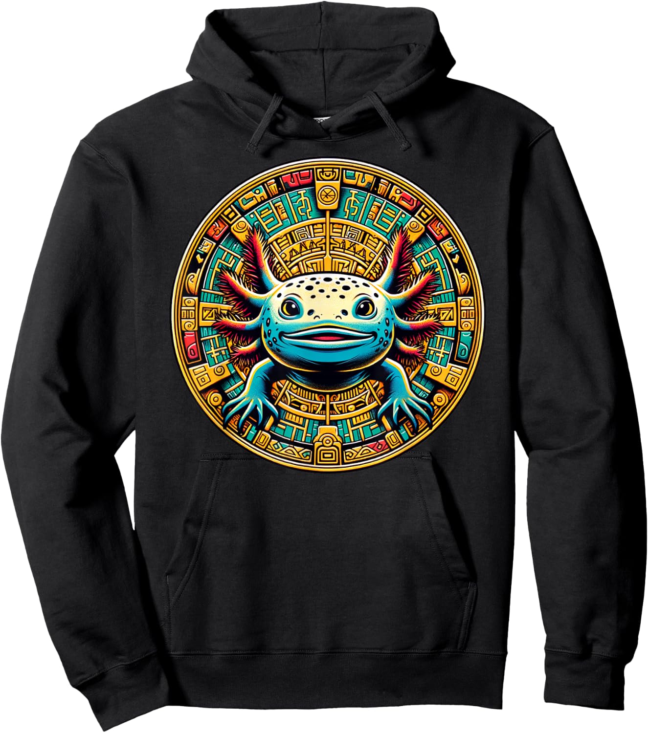 Aztec Art And Mexican Hispanic Heritage, Salamander Axolotl Hoodie - Hoodie | Black