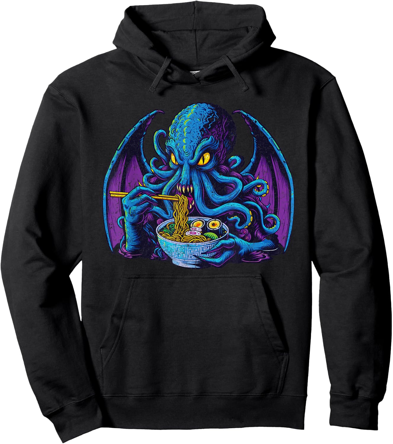 Ramen Cthulhu Japanese Ukiyo-e Horror Art Anime Funny Hoodie - Hoodie | Black