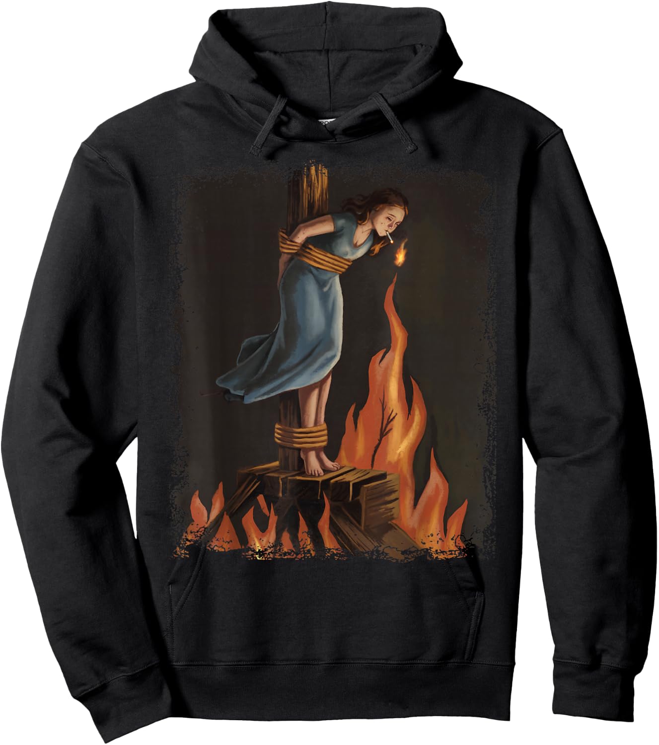 Witch Lighting Cigarette With Flames Occult Unholy Funny Hoodie - Hoodie | Black