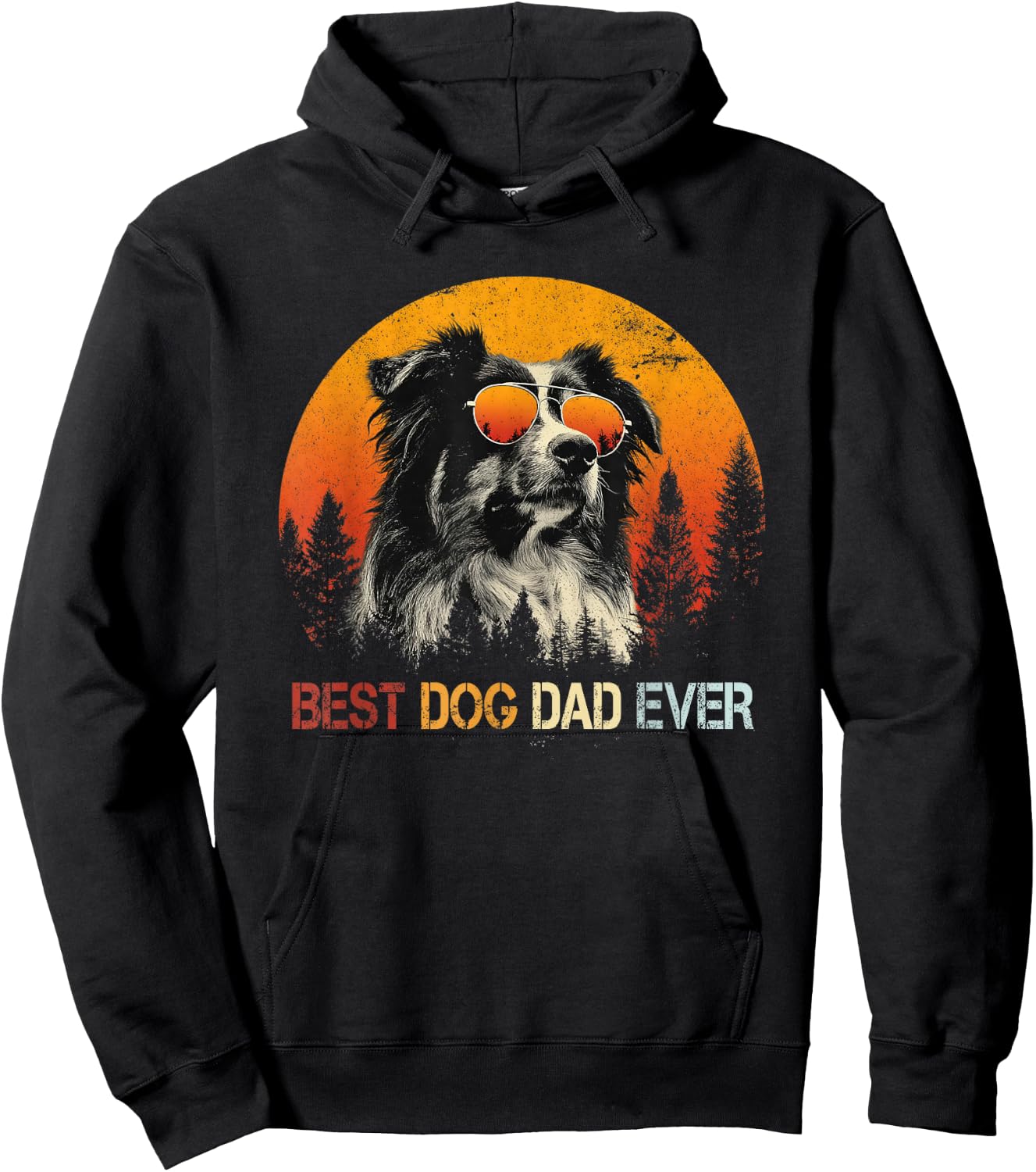 Retro Best Australian Shepherd Dog Dad Ever Fathers Day Hoodie - Hoodie | Black