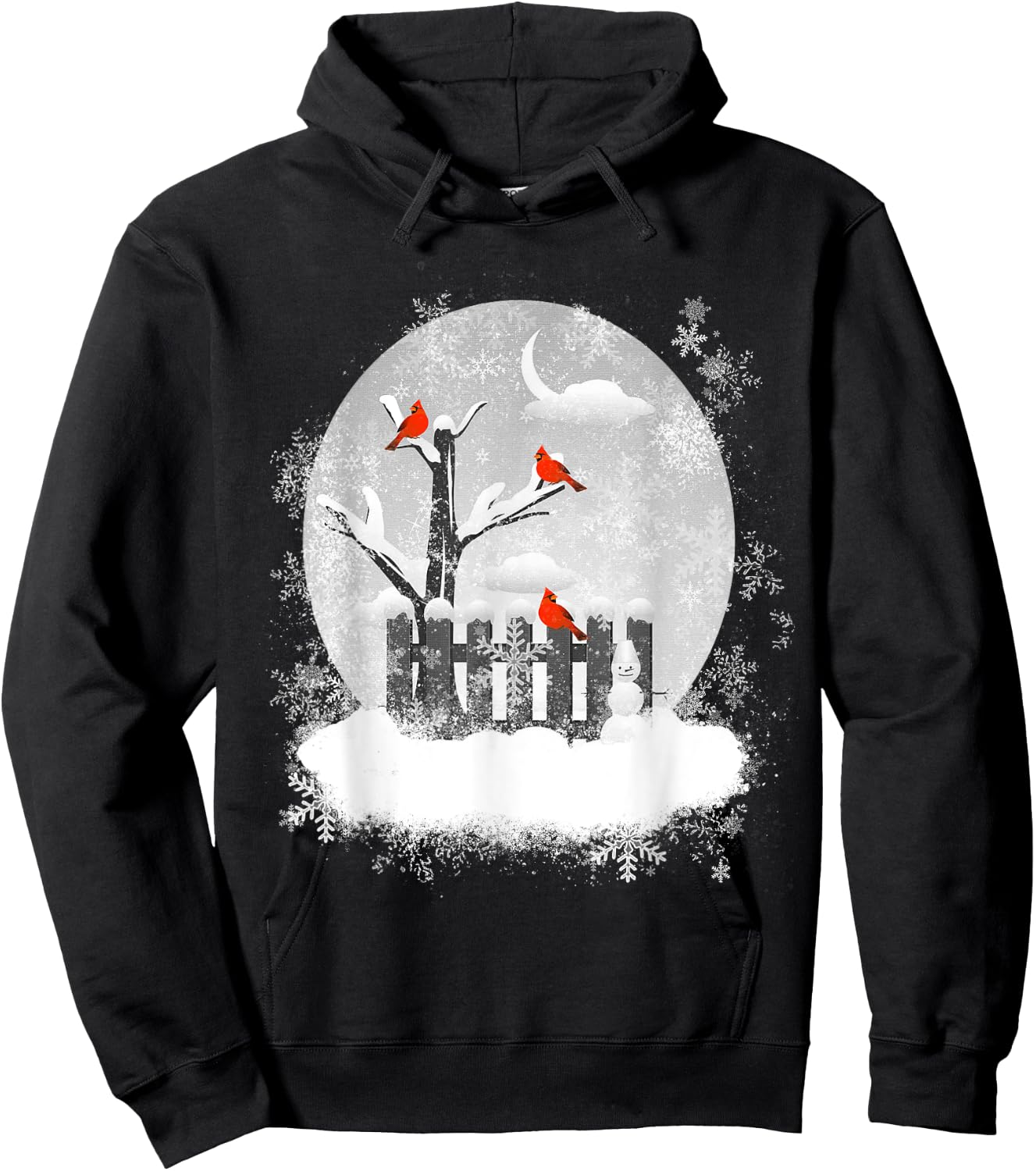 Red Cardinal Birds Winter Scene Hoodie - Hoodie | Black