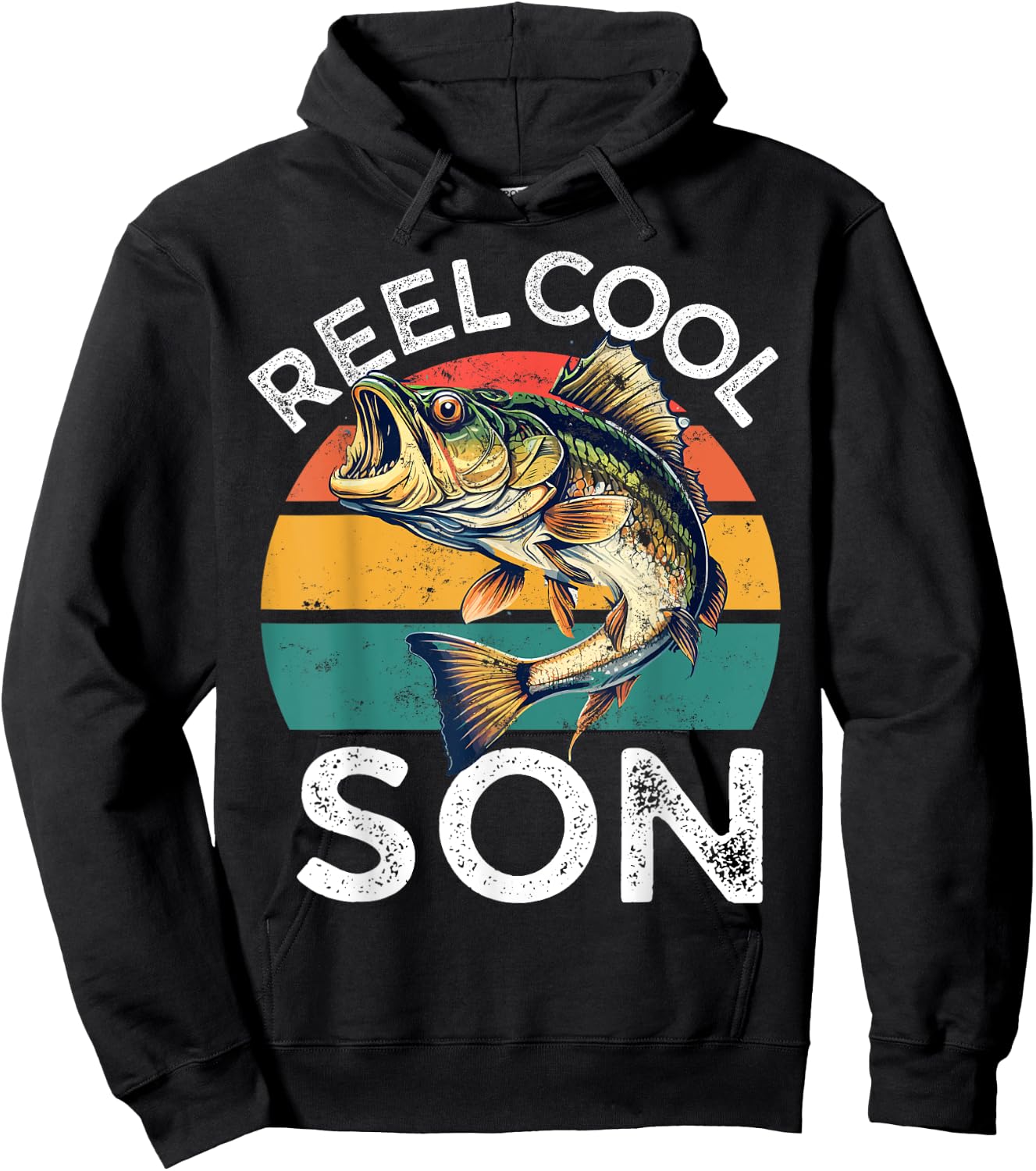 Fishing Reel Cool Son Fathers Day Funny Bass Grandson in Law Hoodie - Hoodie | Black