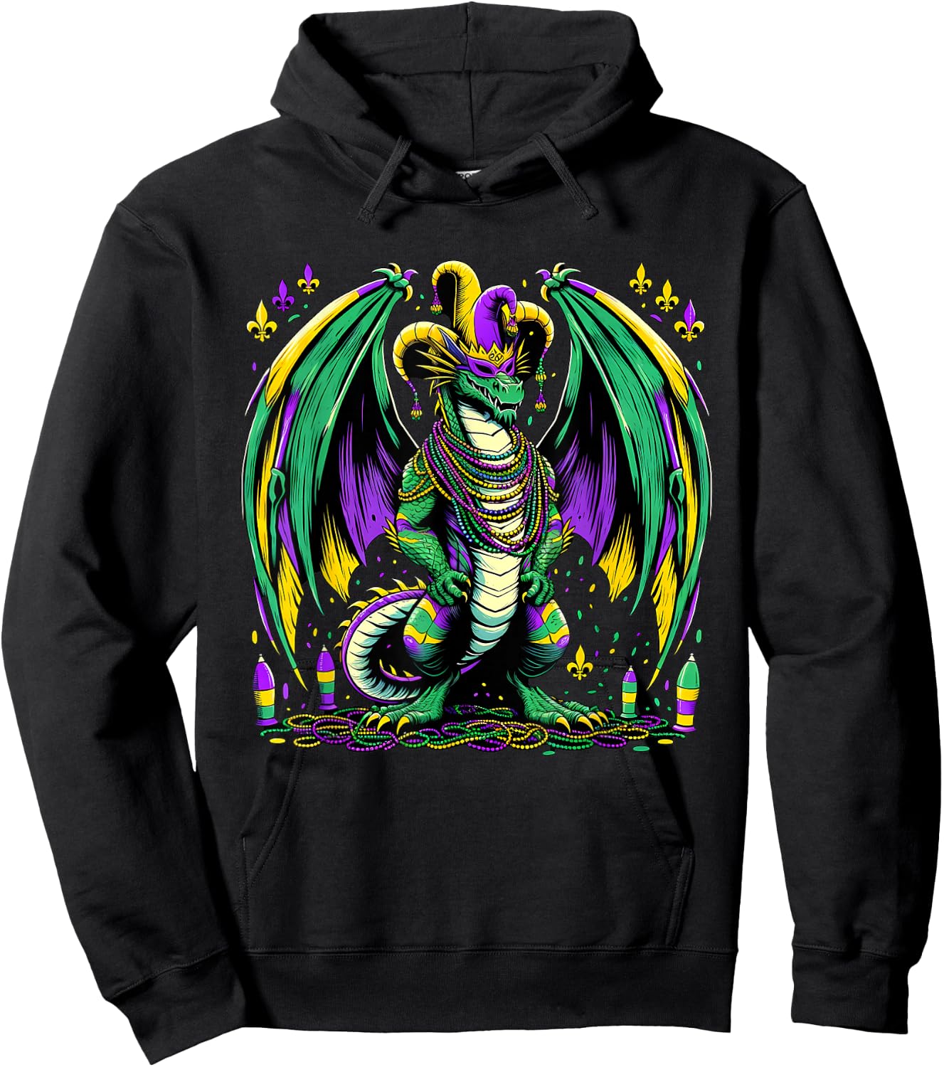 Mardi Gras Dragon Jester Hoodie - Hoodie | Black