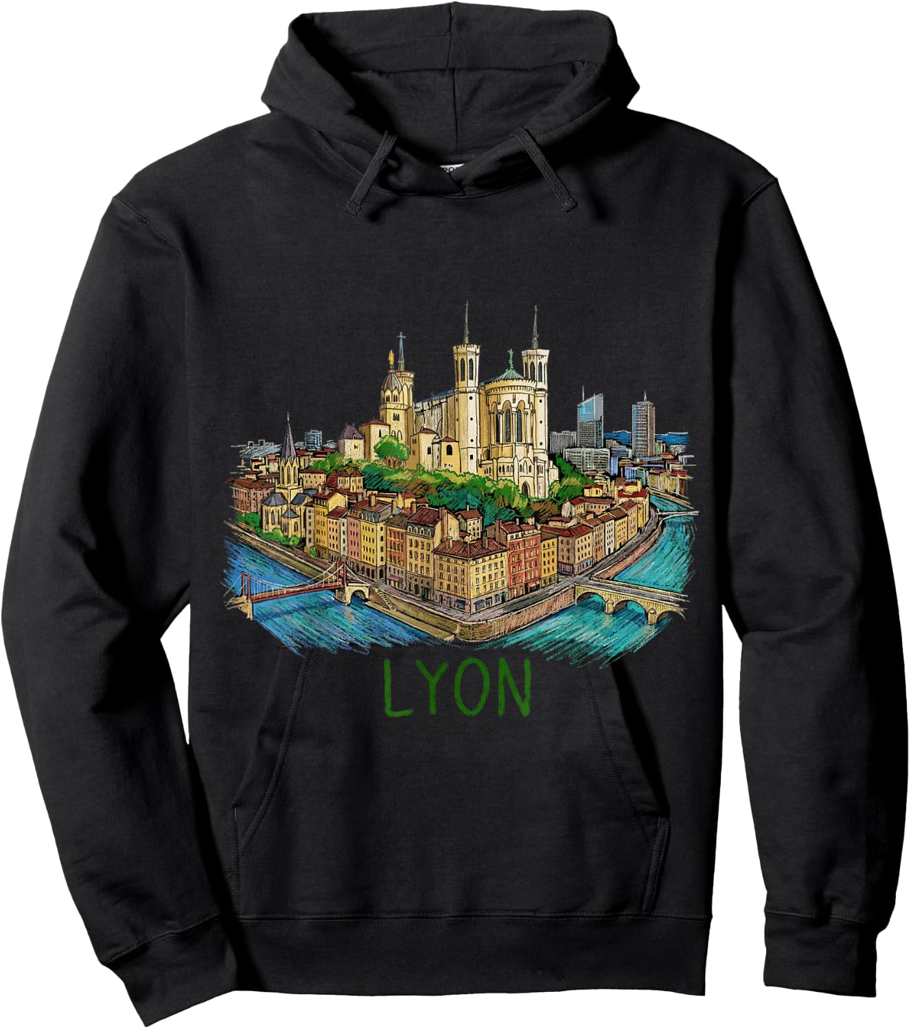 Lyon Frankreich Reise-Souvenir historische Stadt Wahrzeichen Geschenk Hoodie - Hoodie | Black