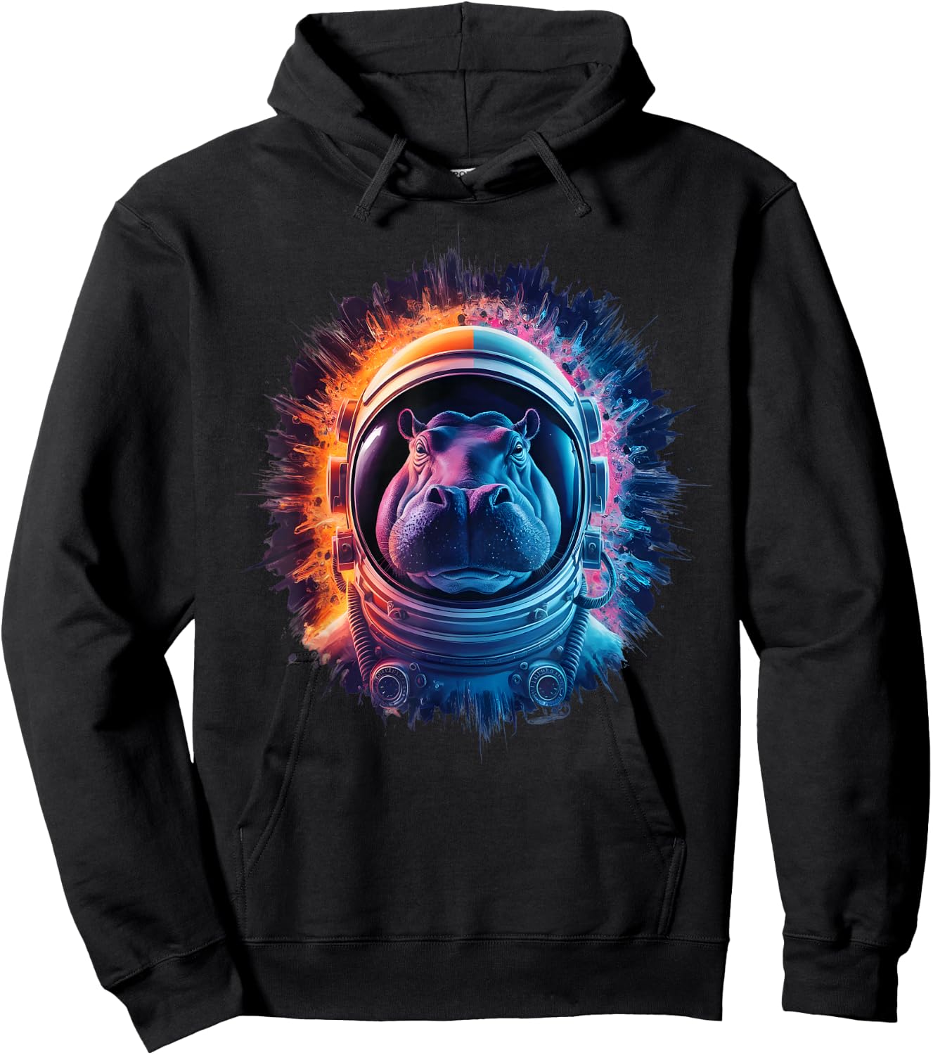 Hippo Men Woman Hippo Colorful Space Astronaut Hippo Hoodie - Hoodie | Black