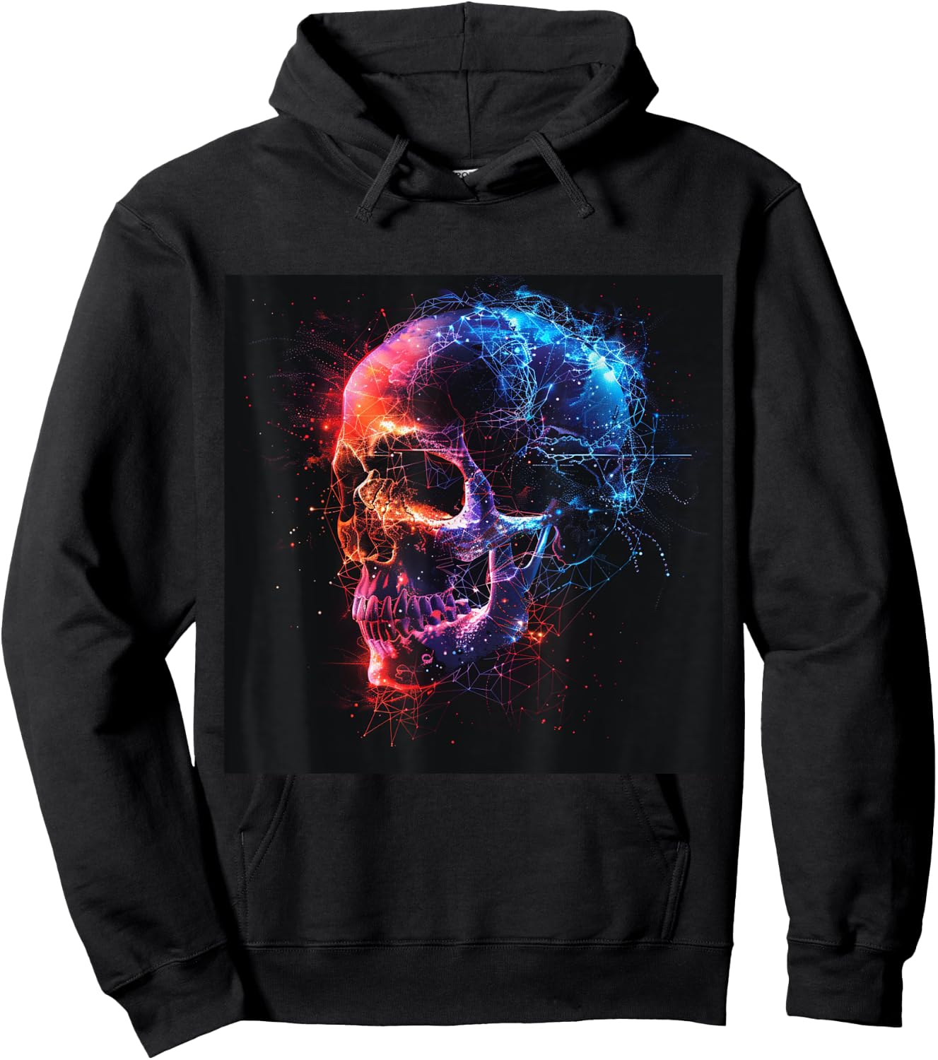 Skeleton Skull Biker Rocker Skull Punk Rock , Black, S Hoodie - Hoodie | Black
