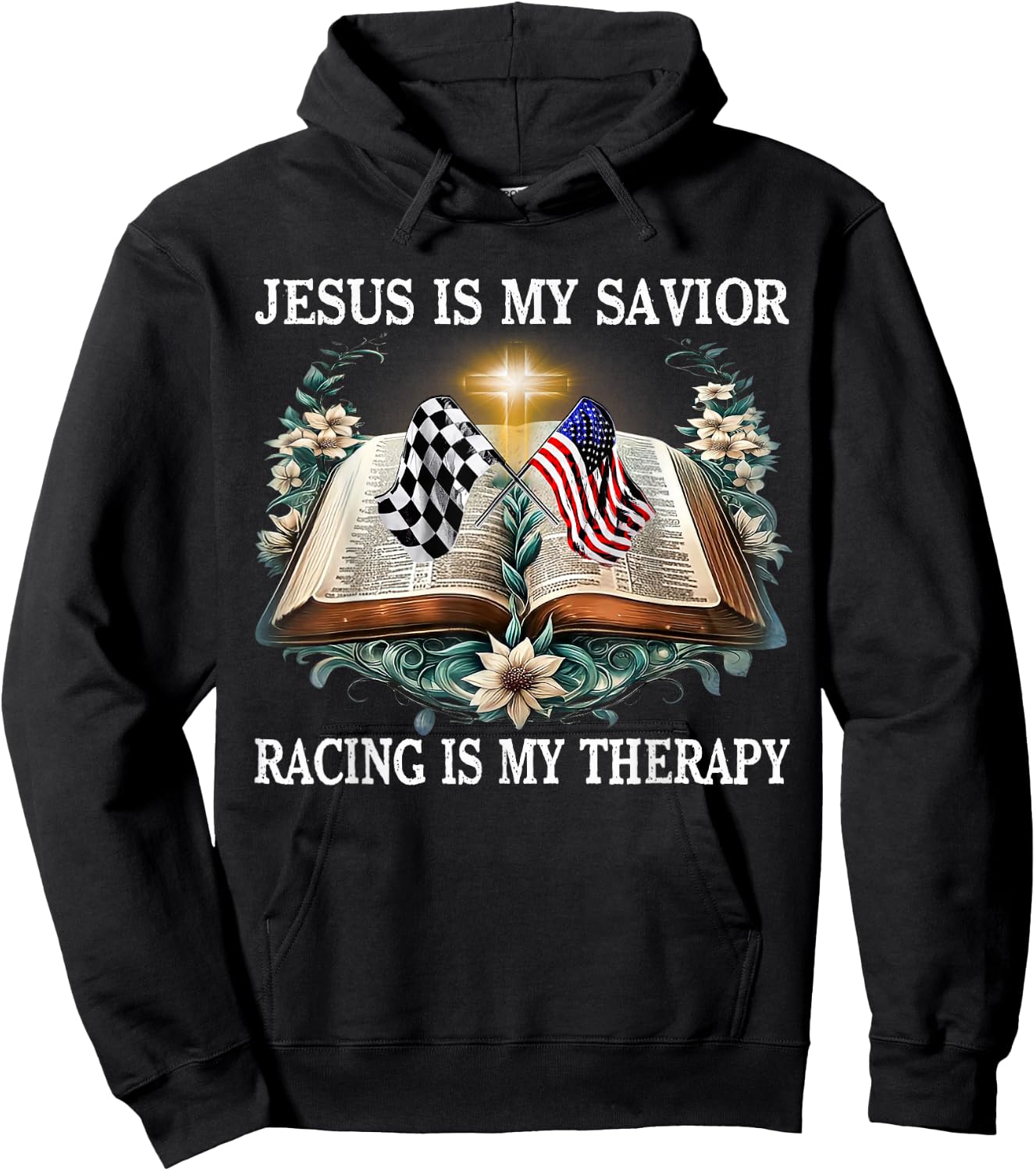 Jesus Is My Savior Racing Is My Therapy Racing Lover Hoodie - Hoodie | Black