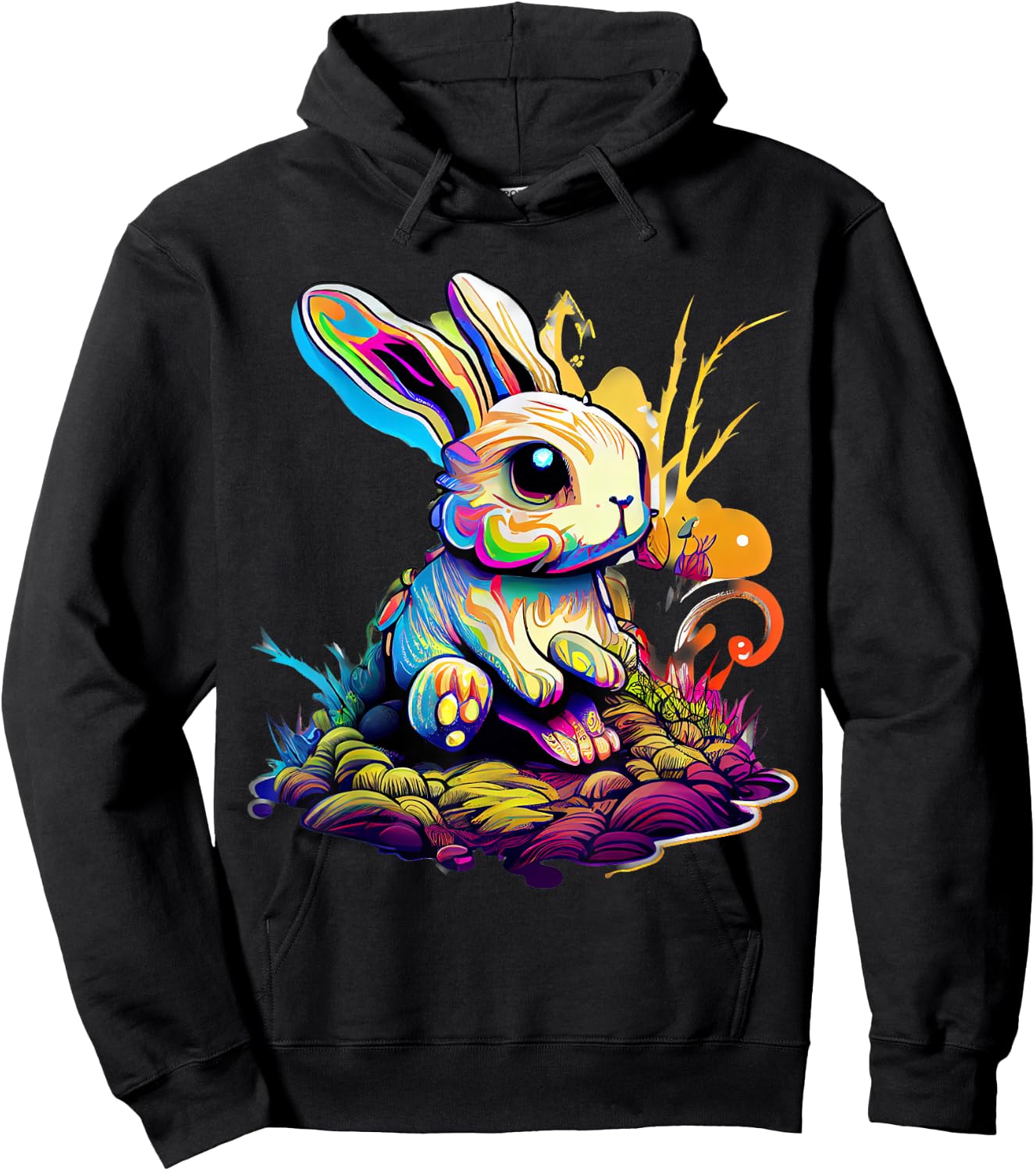 Bounce in Easter with this cute women's rabbit , black Hoodie - Hoodie | Black