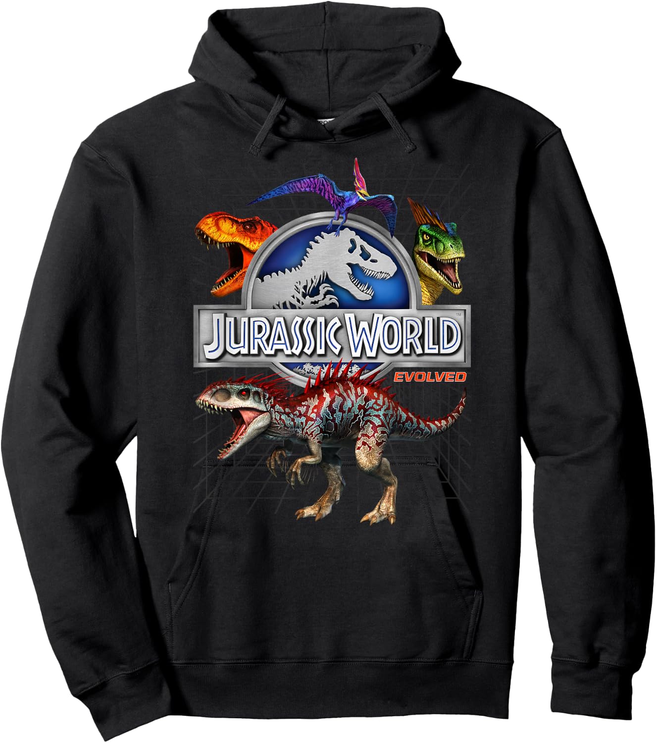 Jurassic World Evolved Dino Grid T-Rex Hoodie - Hoodie | Black