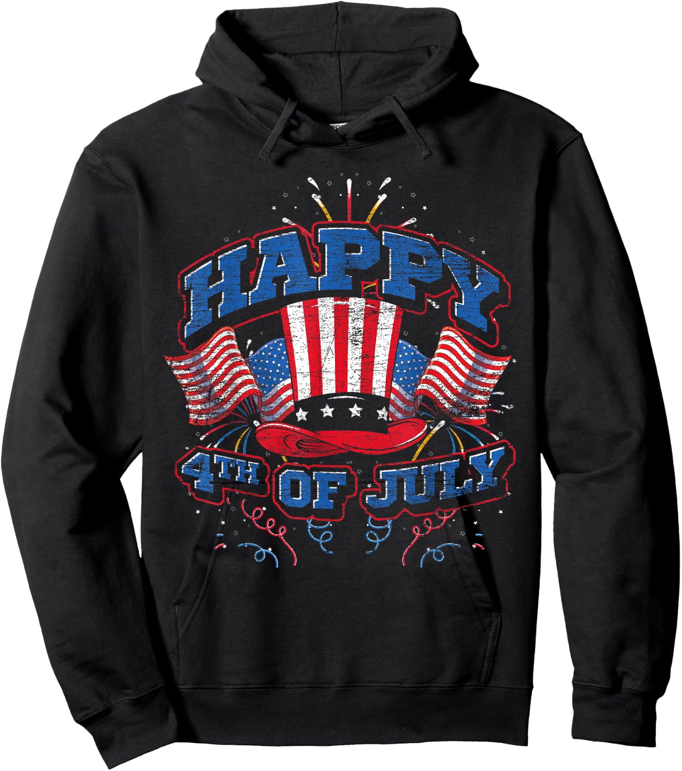 Happy 4th of July US Flag Liberty American 4th of July Hoodie - Hoodie | Black