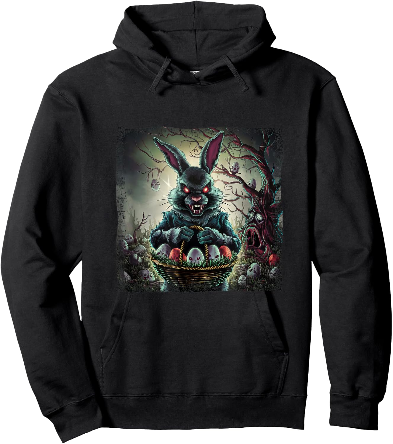 Easter Bunny Horror Rabbit Easter Egg Hoodie - Hoodie | Black