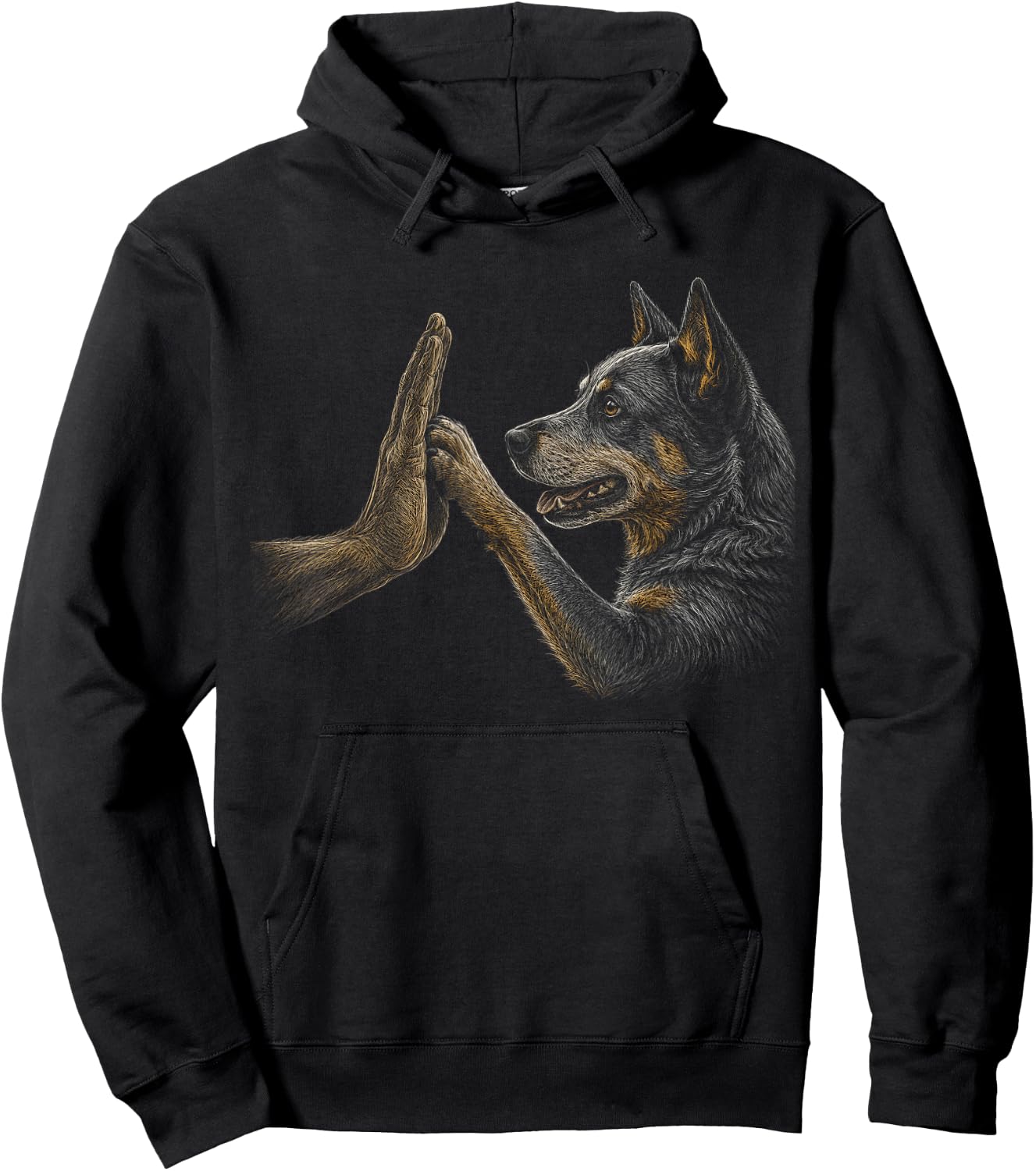 Australian Cattle Dog Blue Heeler Lover Paw Artwork Hoodie - Hoodie | Black