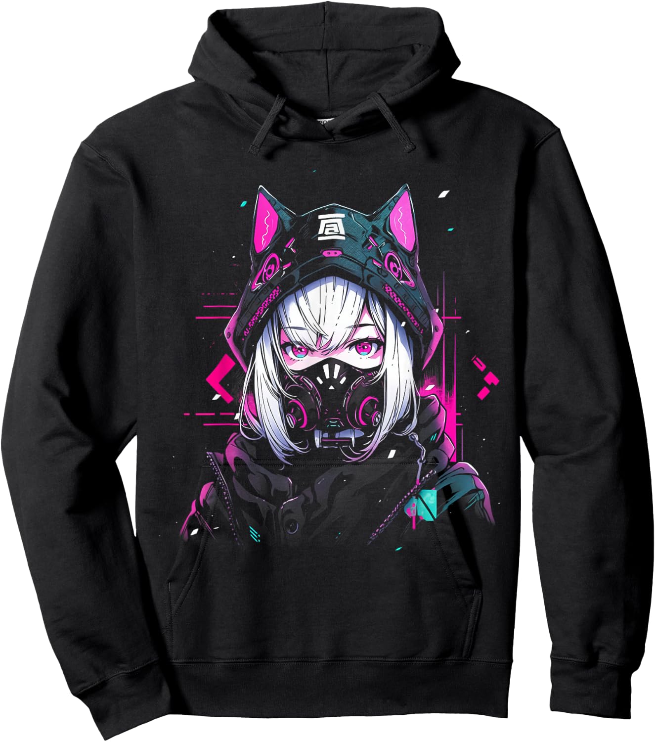 Anime Manga Cyberpunk Aesthetic Techwear Harajuku , black Hoodie - Hoodie | Black