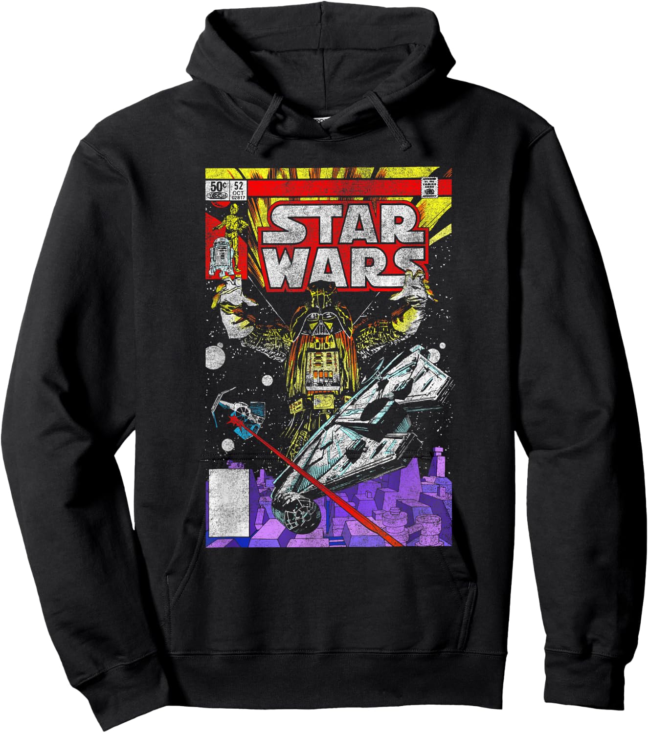 Star Wars Darth Vader Galaxy Retro Vintage Comic Style Cover Hoodie - Hoodie | Black