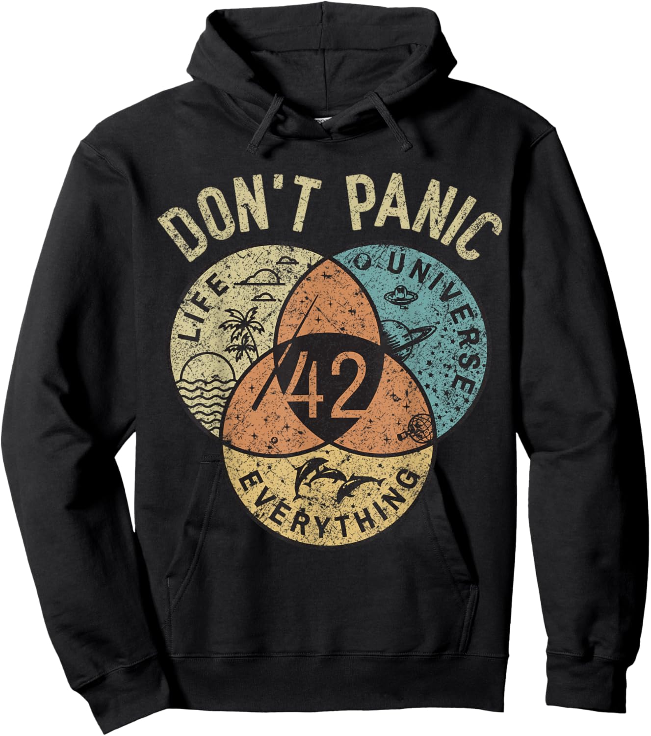 42 Answer to Life, the Universe and Everything No Panic , black Hoodie - Hoodie | Black